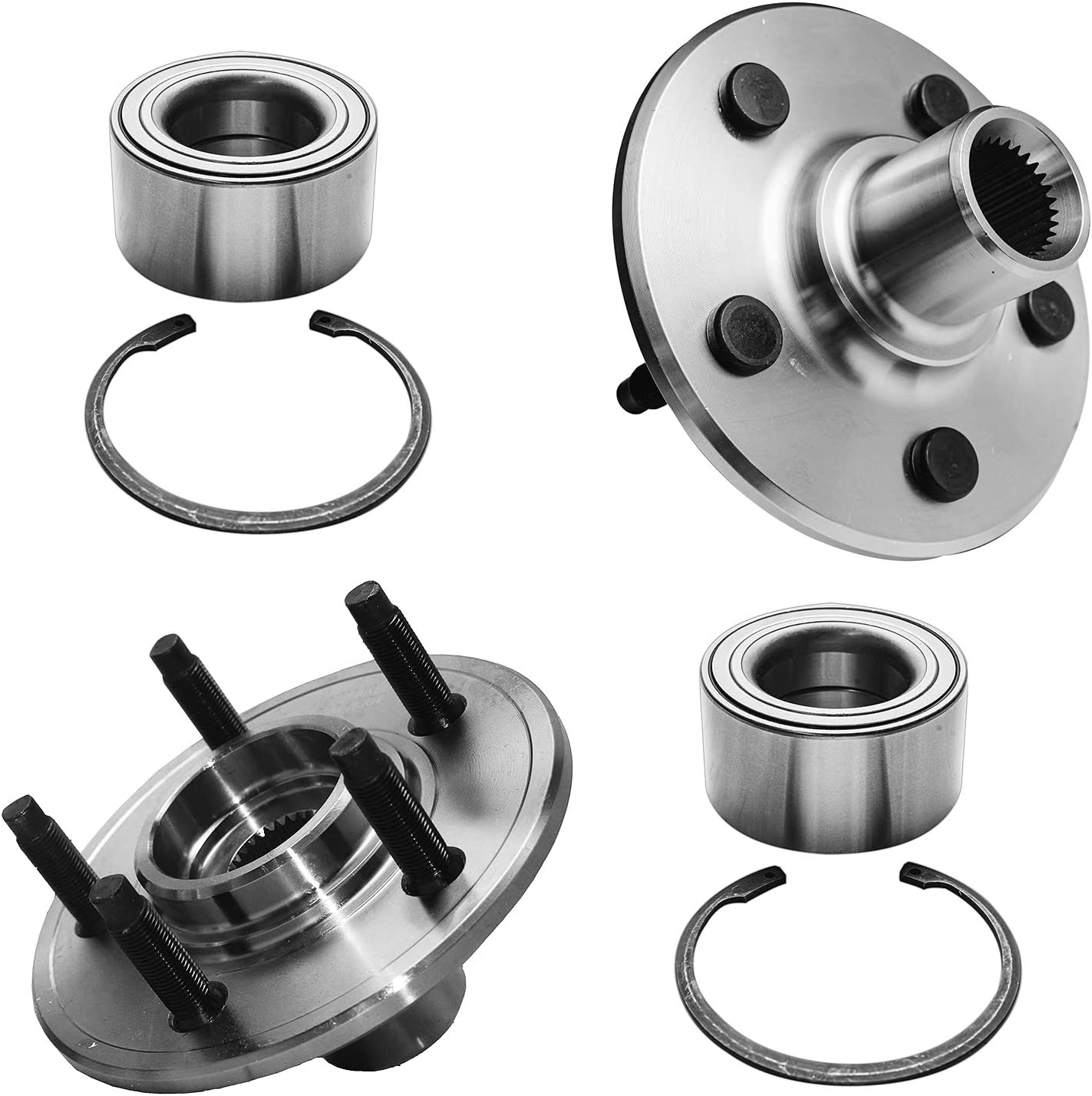 4pc Rear CV Axles Wheel Hub and Bearings Suspension Kit