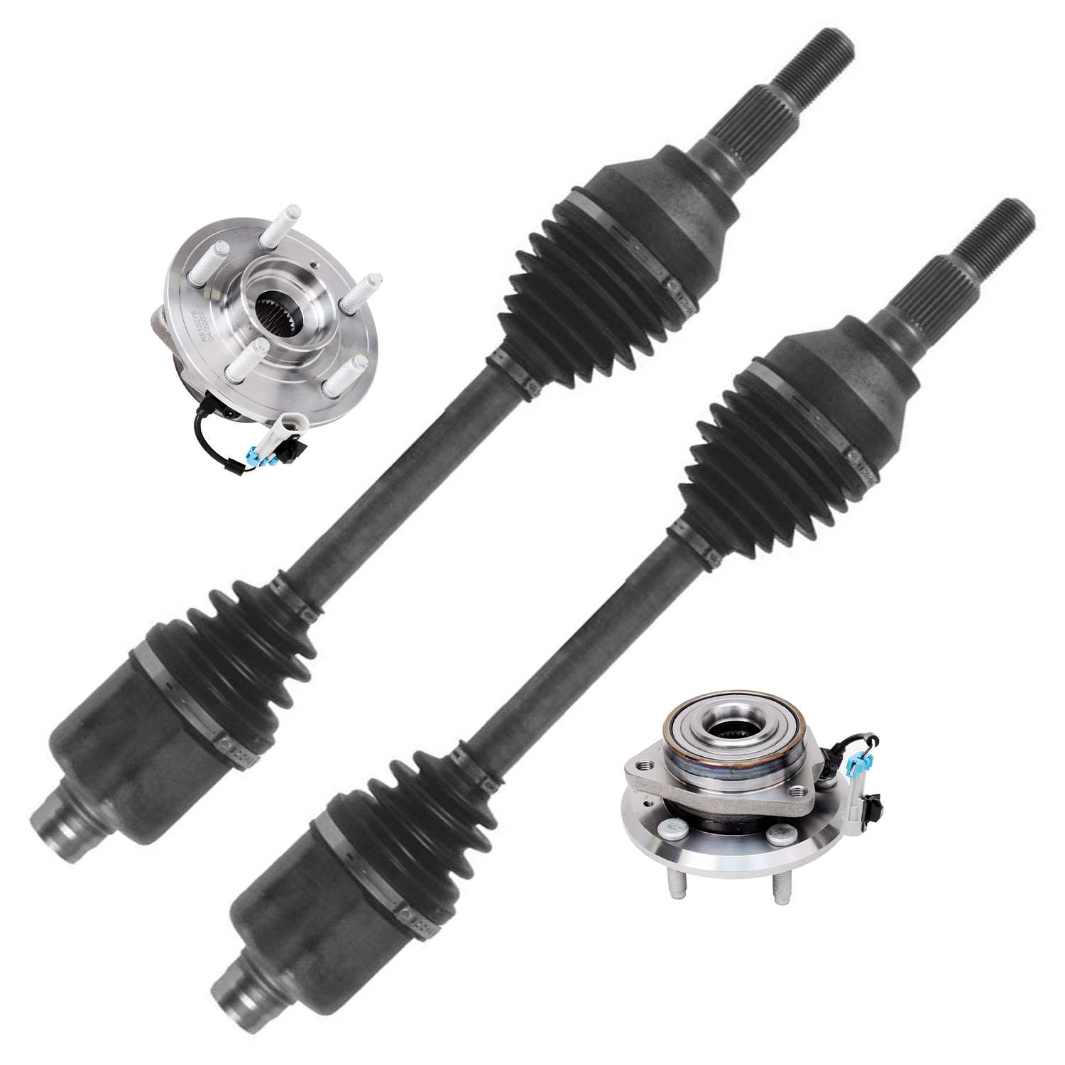 4pc Front CV Axles Wheel Hub and Bearings Kit
