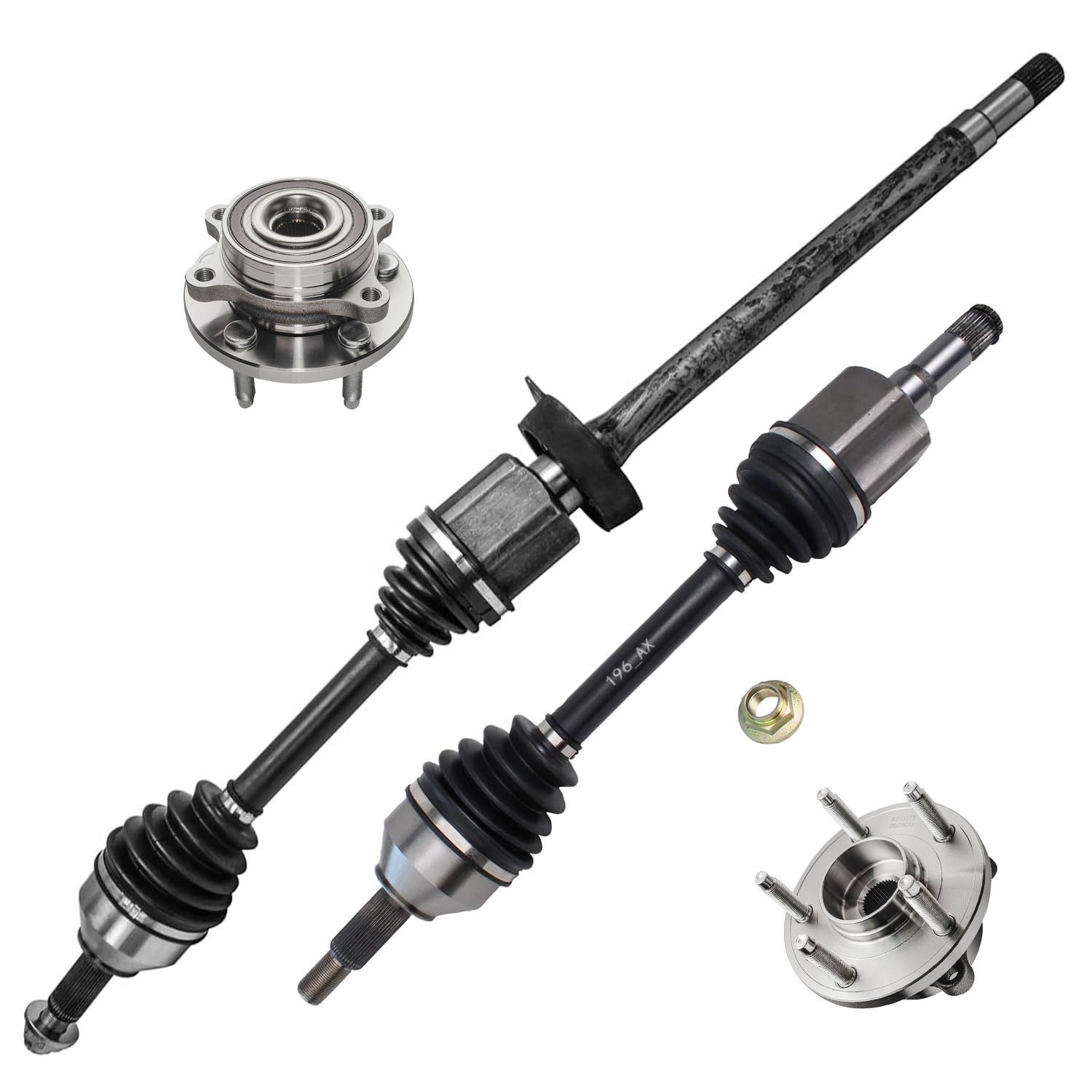 4pc Front CV Axles Wheel Hub and Bearings Kit