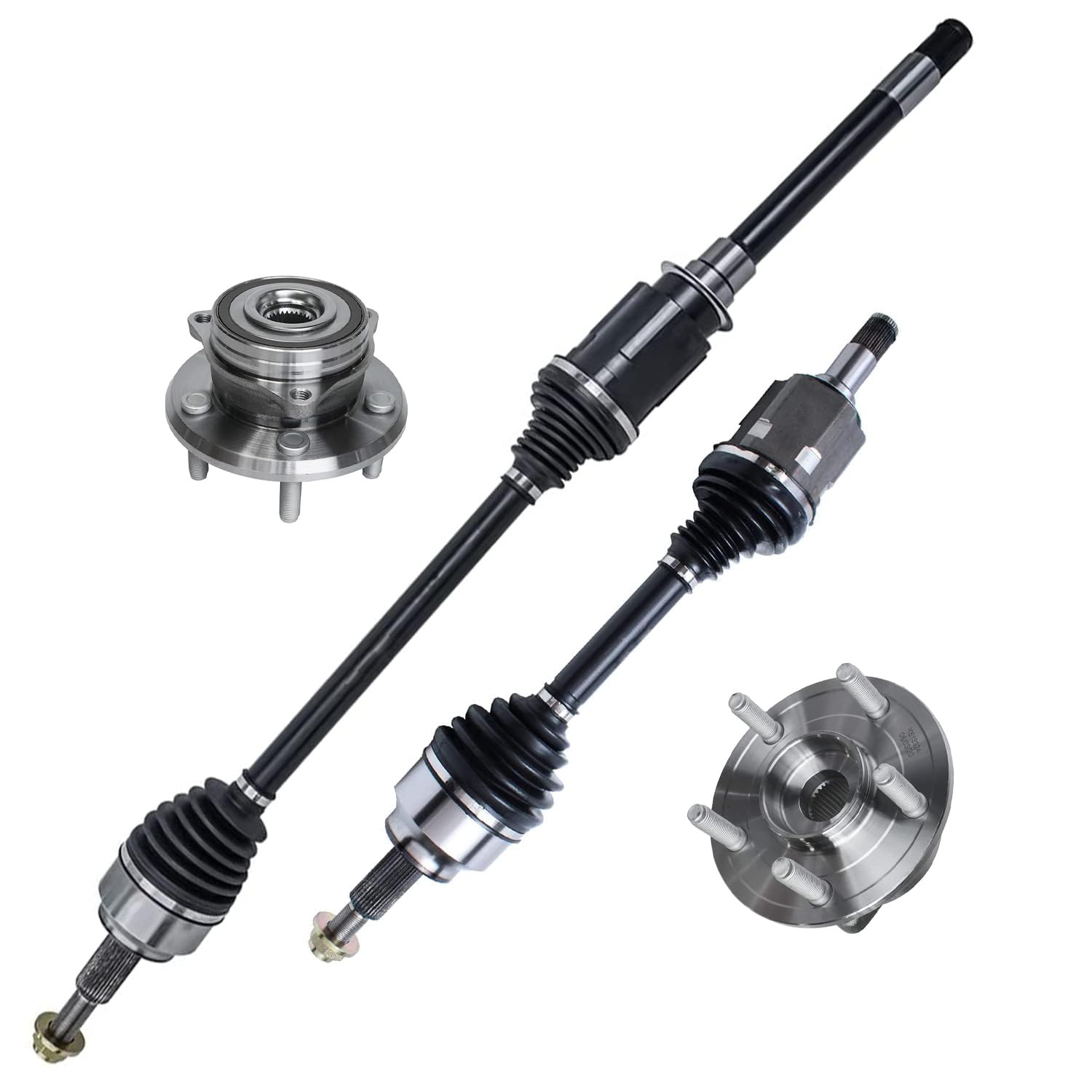 4pc Front CV Axles Wheel Hub and Bearings Kit
