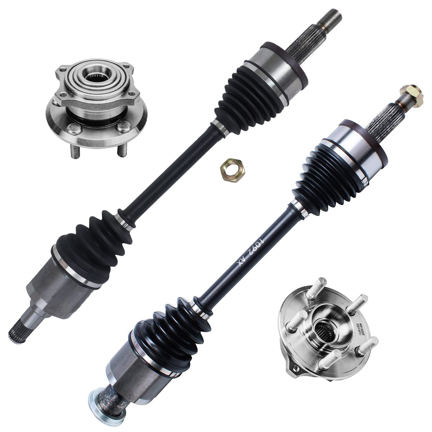 4pc Front CV Axles Wheel Hub and Bearings Kit