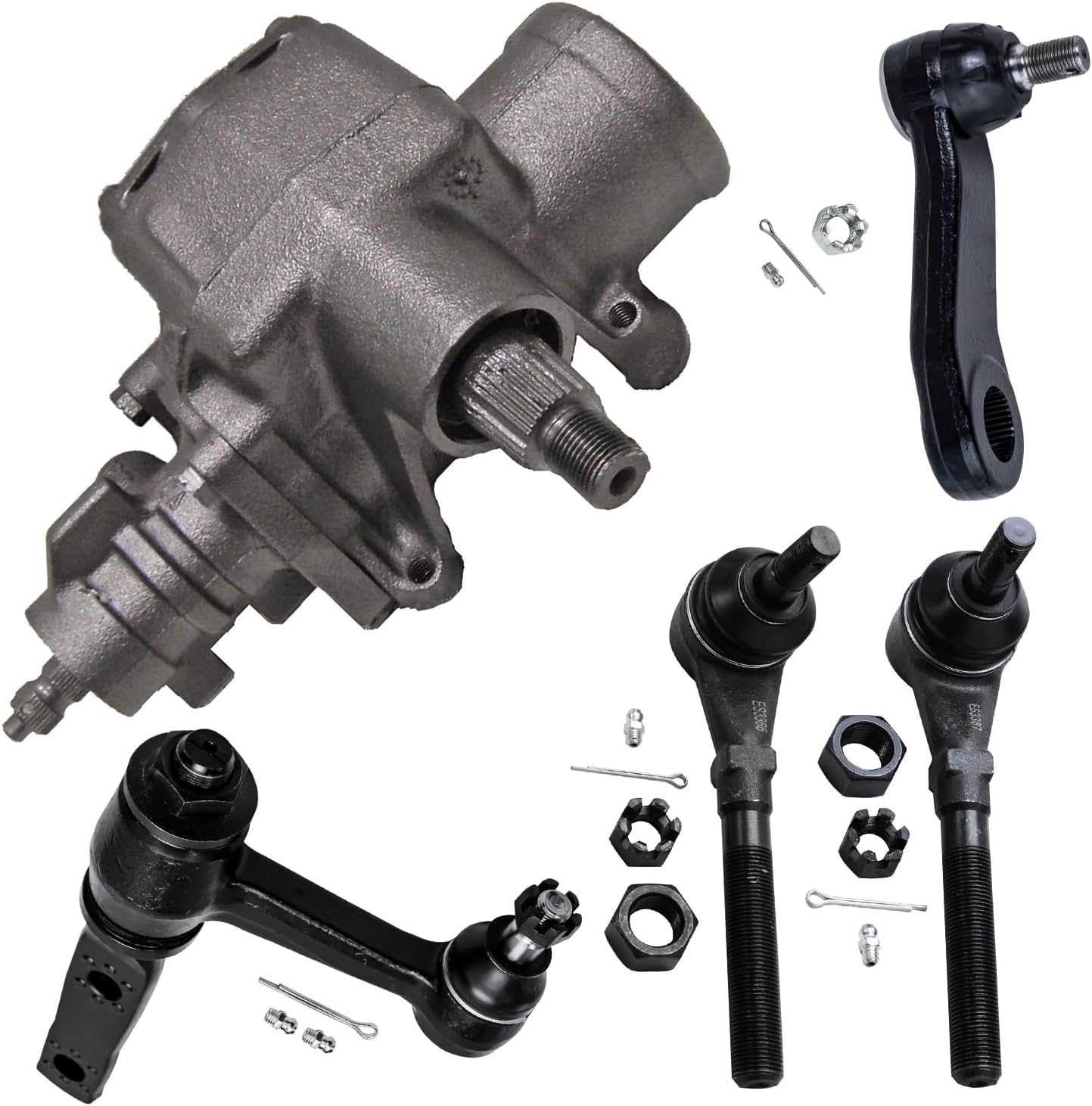 5pc Gear Box Pitman & Idler Arms Outer Tie Rods Suspension Kit