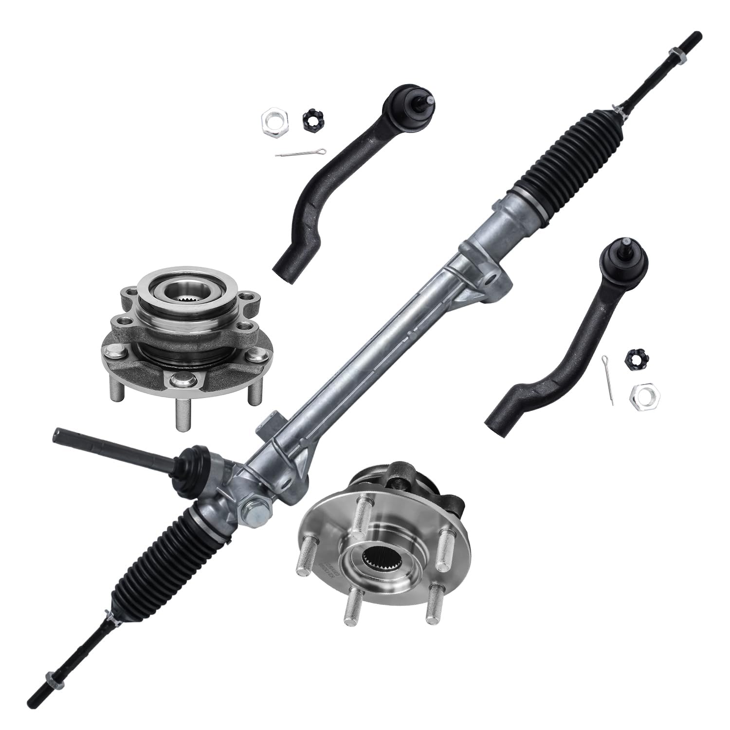 5pc Front Electronic Assist Power Steering Rack and Pinion Suspension Kit