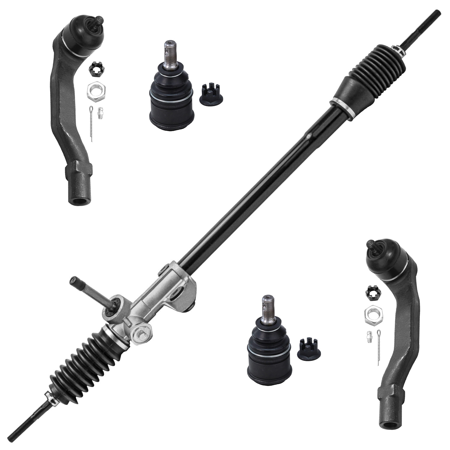 5pc Steering Rack and Pinion Lower Ball Joints Suspension Kit