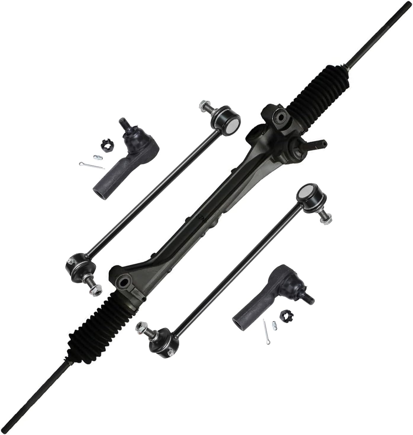 5pc Power Steering Rack and Pinion Sway Bar Links Outer Tie Rods Suspension Kit