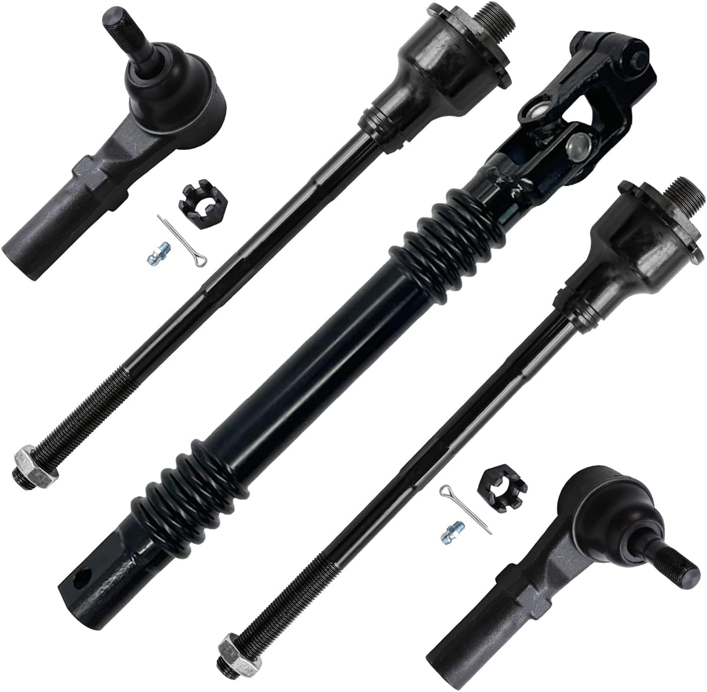 5pc Lower Intermediate Steering Shaft Inner Outer Tie Rods Suspension Kit