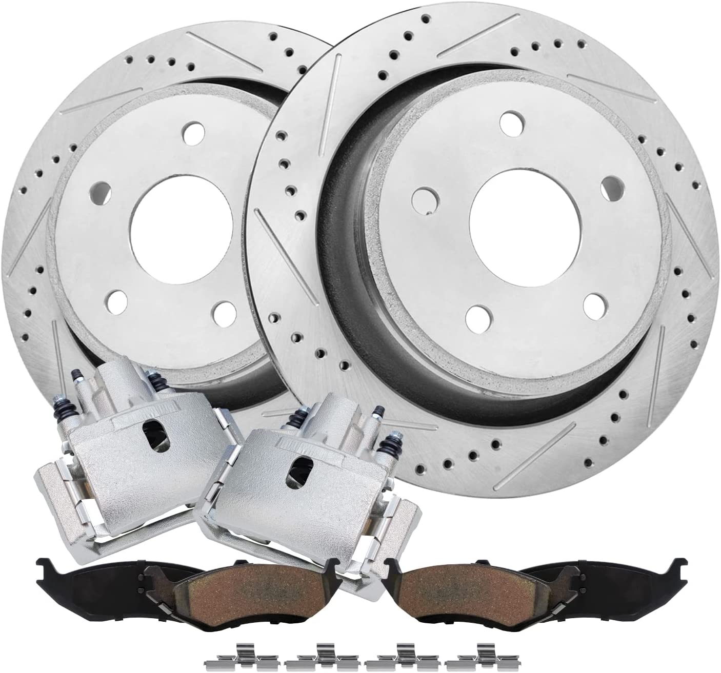 thumbnail image 2 of Front & Rear Drilled & Slotted Rotors With Ceramic Brake Pads For Dodge Ram 1500 V8 (2002-2006) 2 of 5