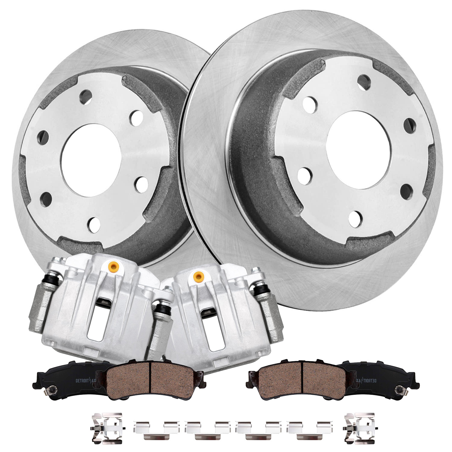 6pc Rear Disc Rotors Calipers Ceramic Brake Pads Kit
