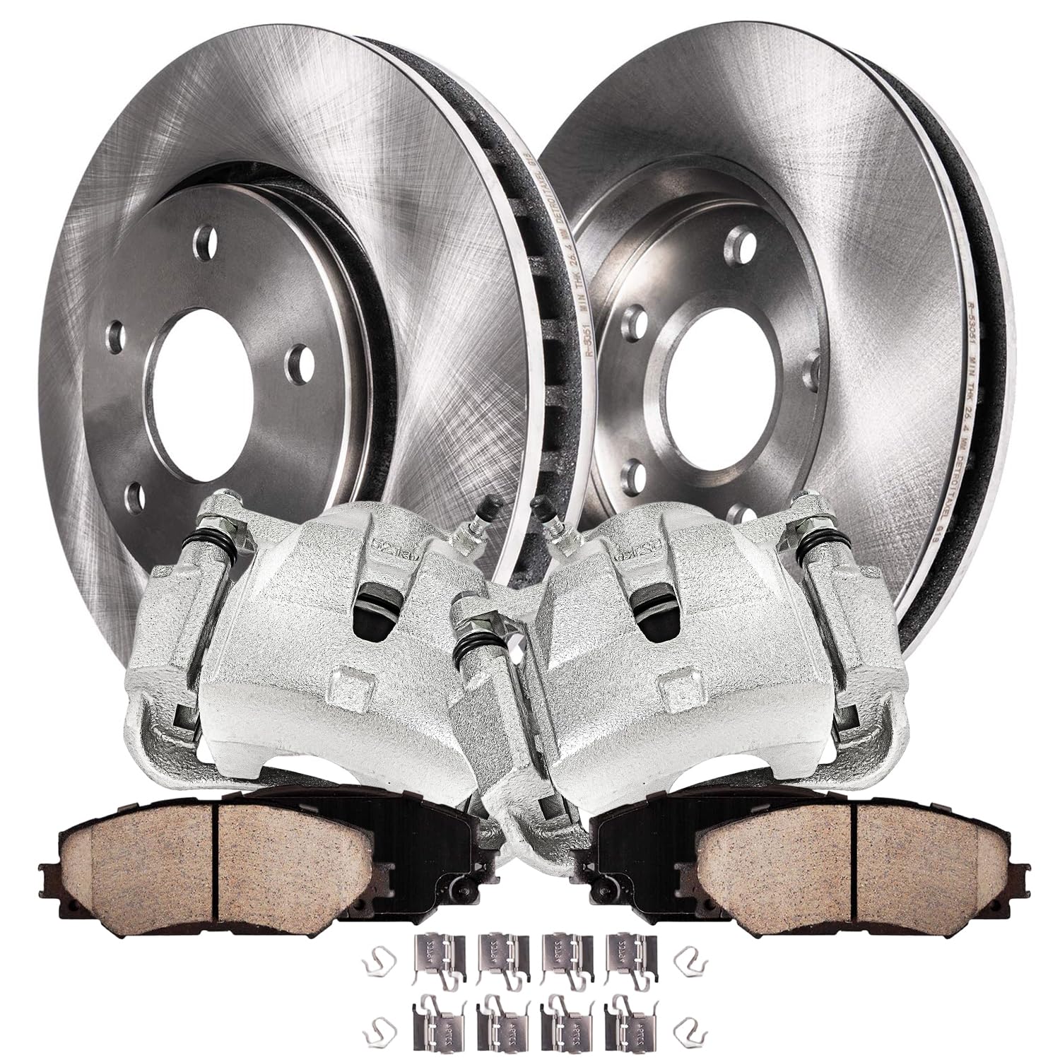 6pc Front Disc Rotors Calipers Ceramic Brake Pads Kit