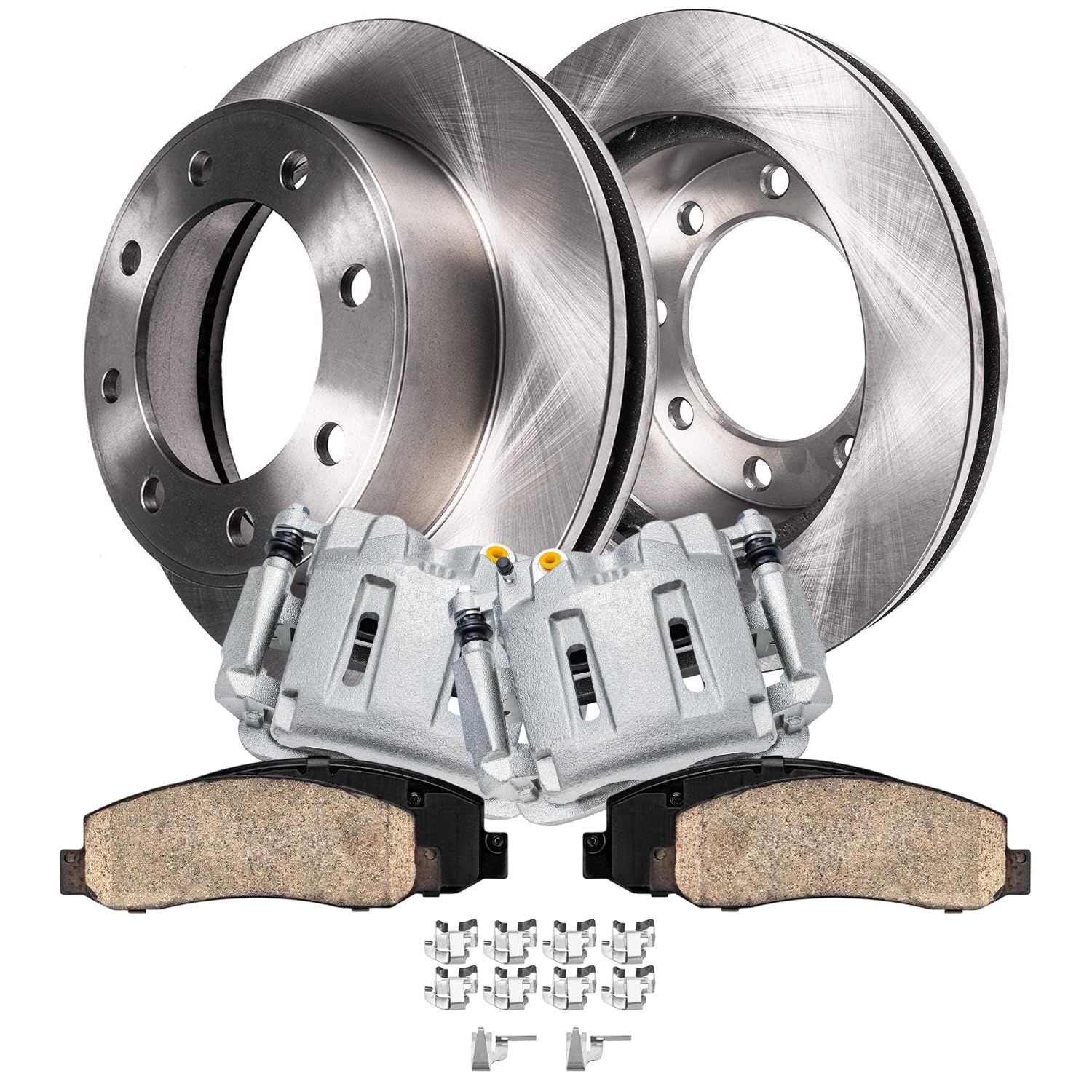 6pc Front Disc Rotors Calipers Ceramic Brake Pads Kit