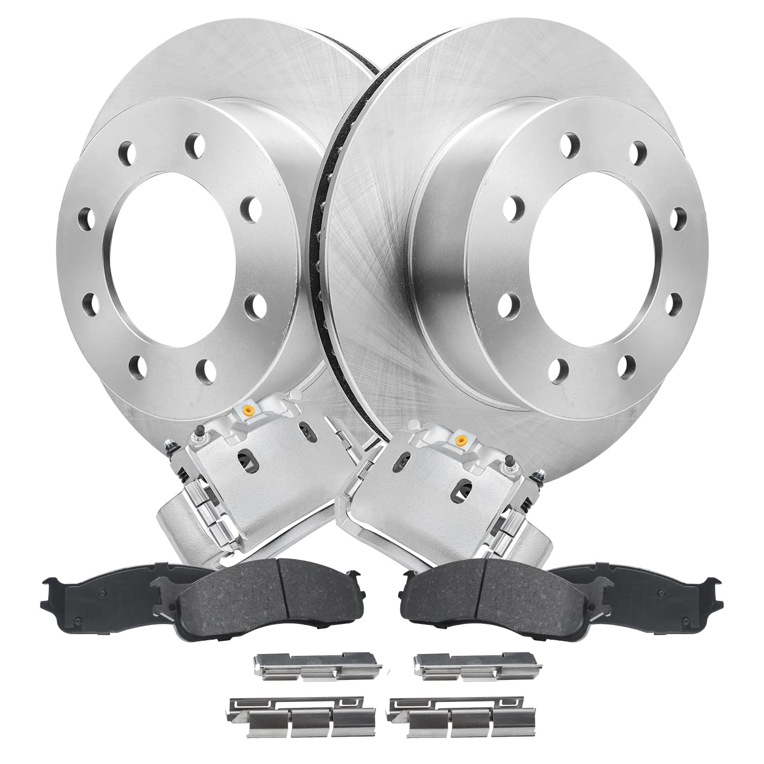 6pc Front Disc Rotors Calipers Ceramic Brake Pads Kit