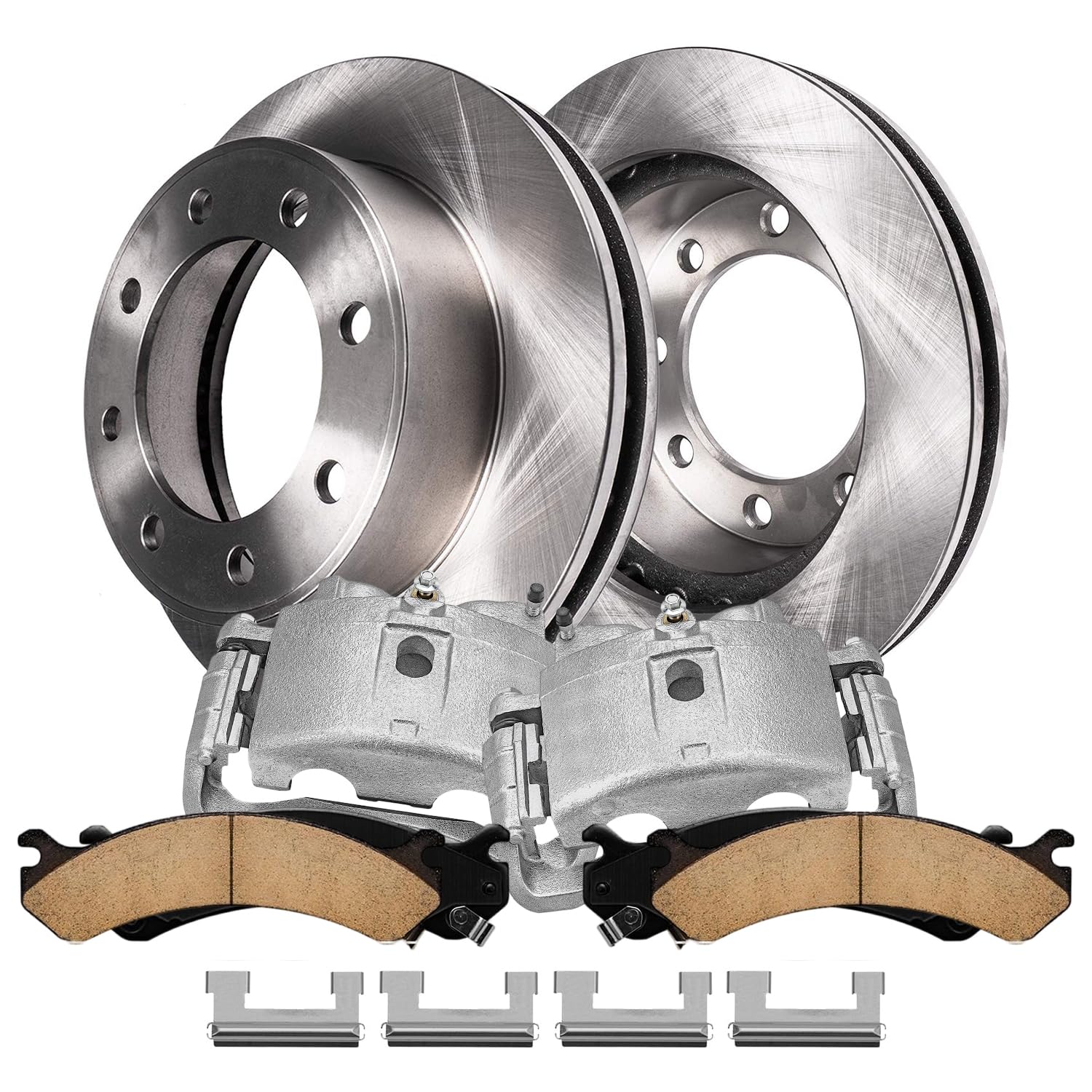 6pc Front Disc Rotors Calipers Ceramic Brake Pads Kit