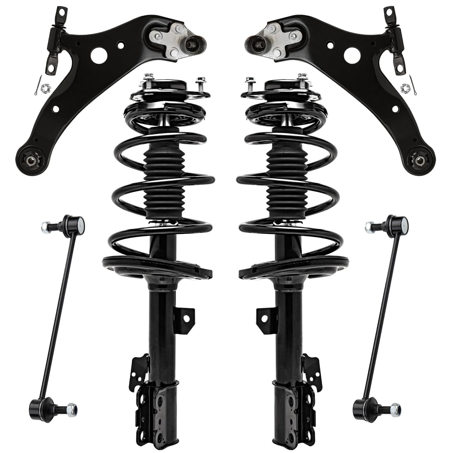 6pc Front Struts Lower Control Arms Sway Bar Links Suspension Kit