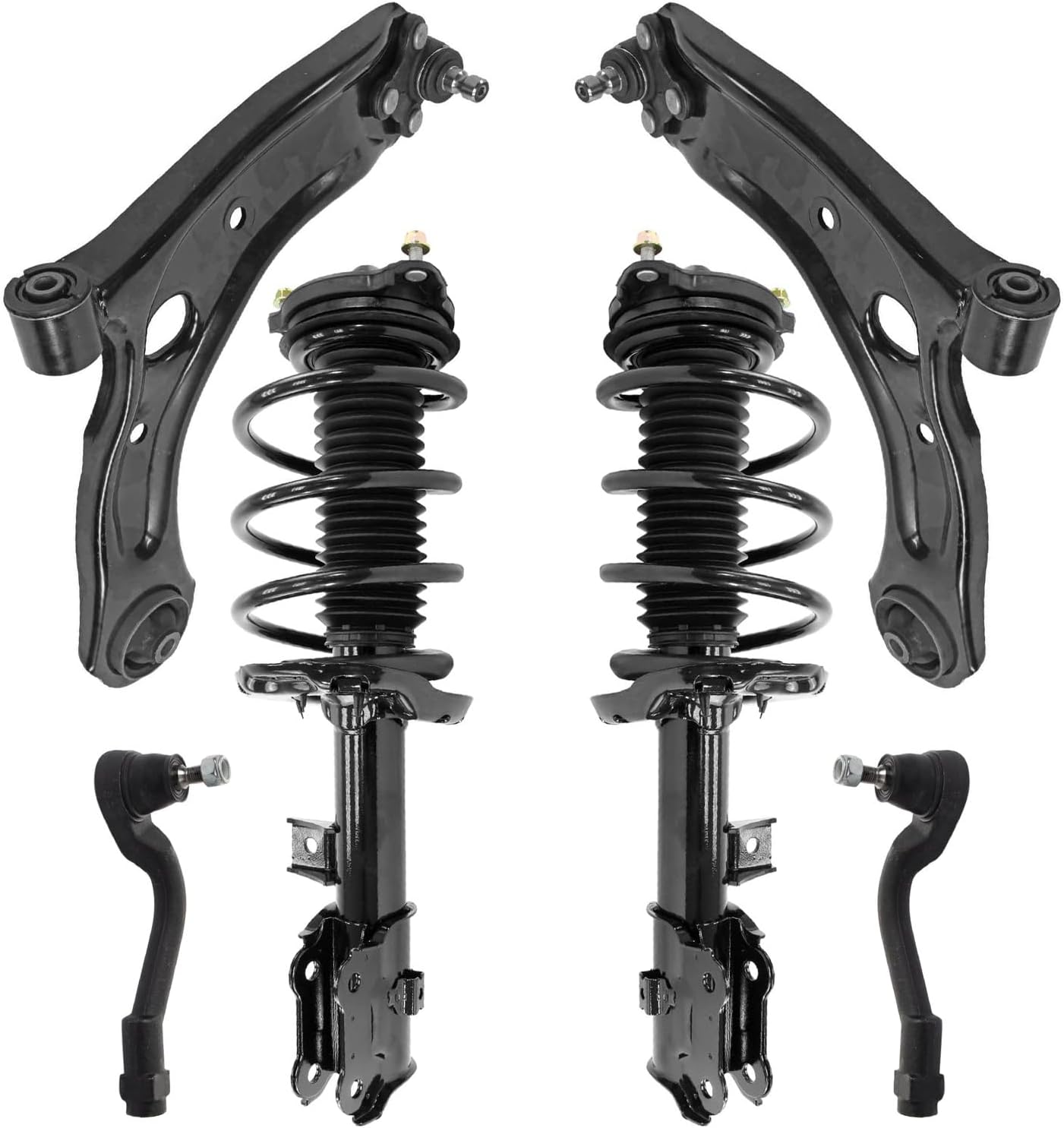 6pc Front Struts Lower Control Arms Outer Tie Rods Suspension Kit
