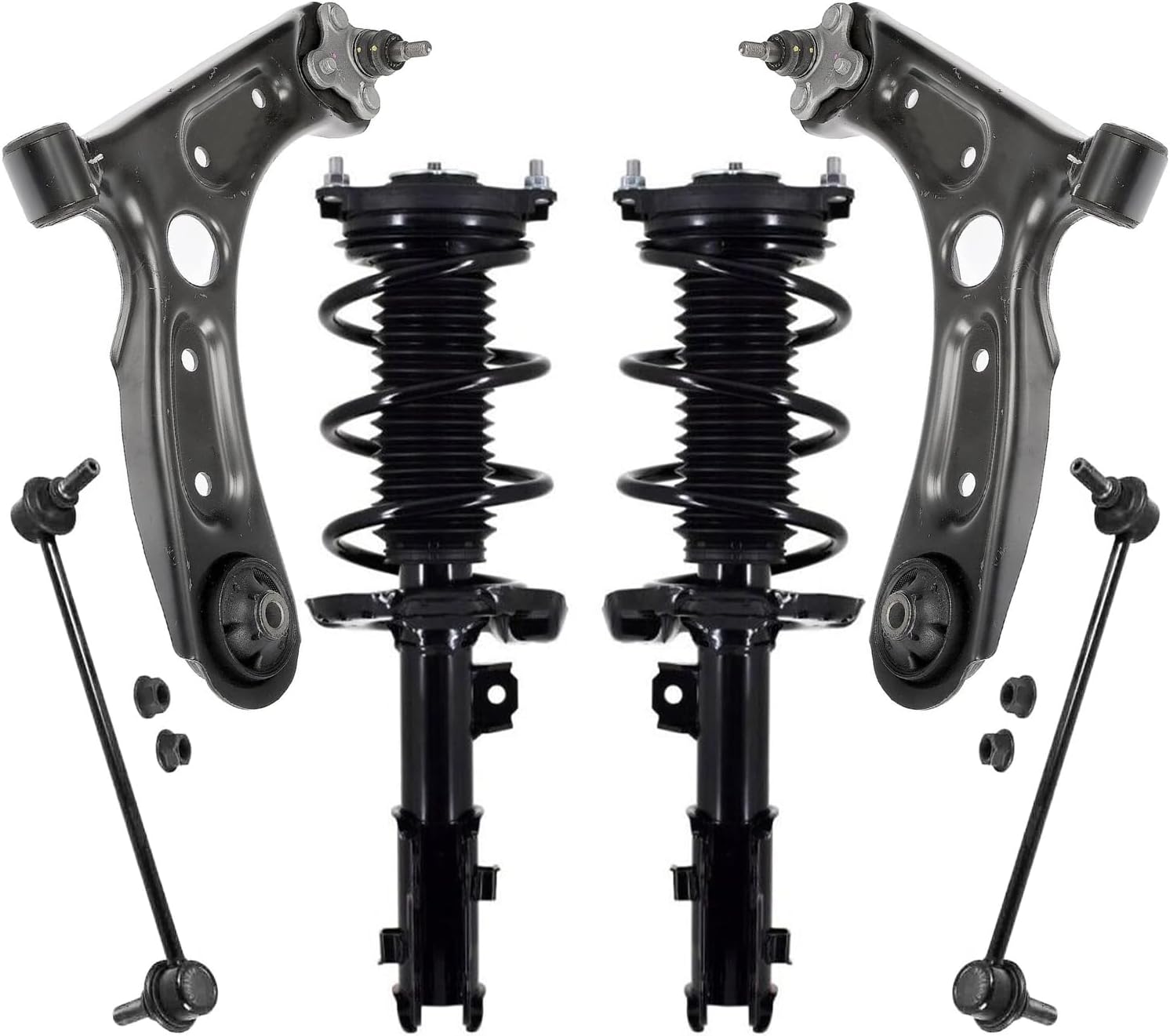 6pc Front Struts Lower Control Arms Sway Bar Links Suspension Kit