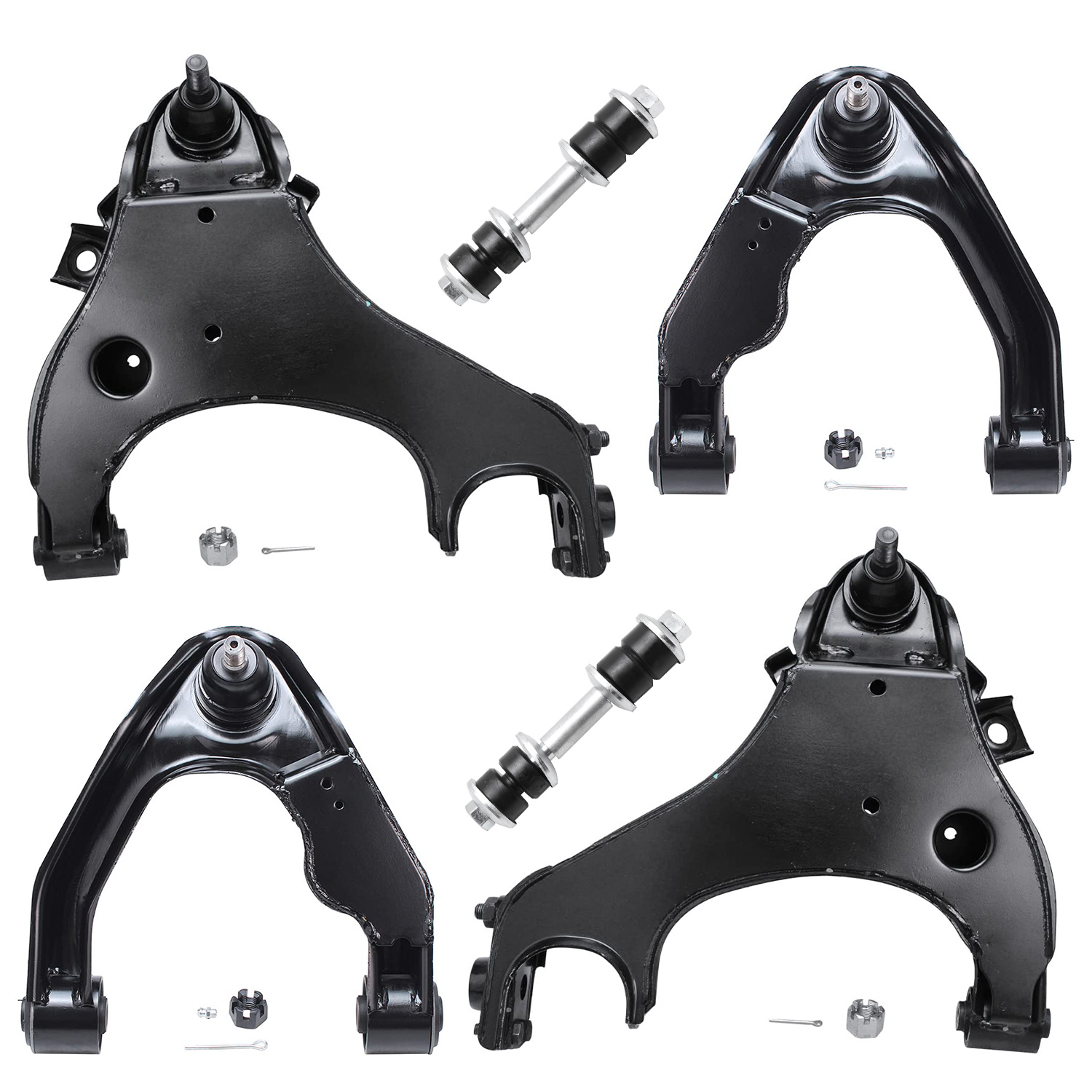 6pc Front Upper Lower Control Arms Sway Bar Links Suspension Kit