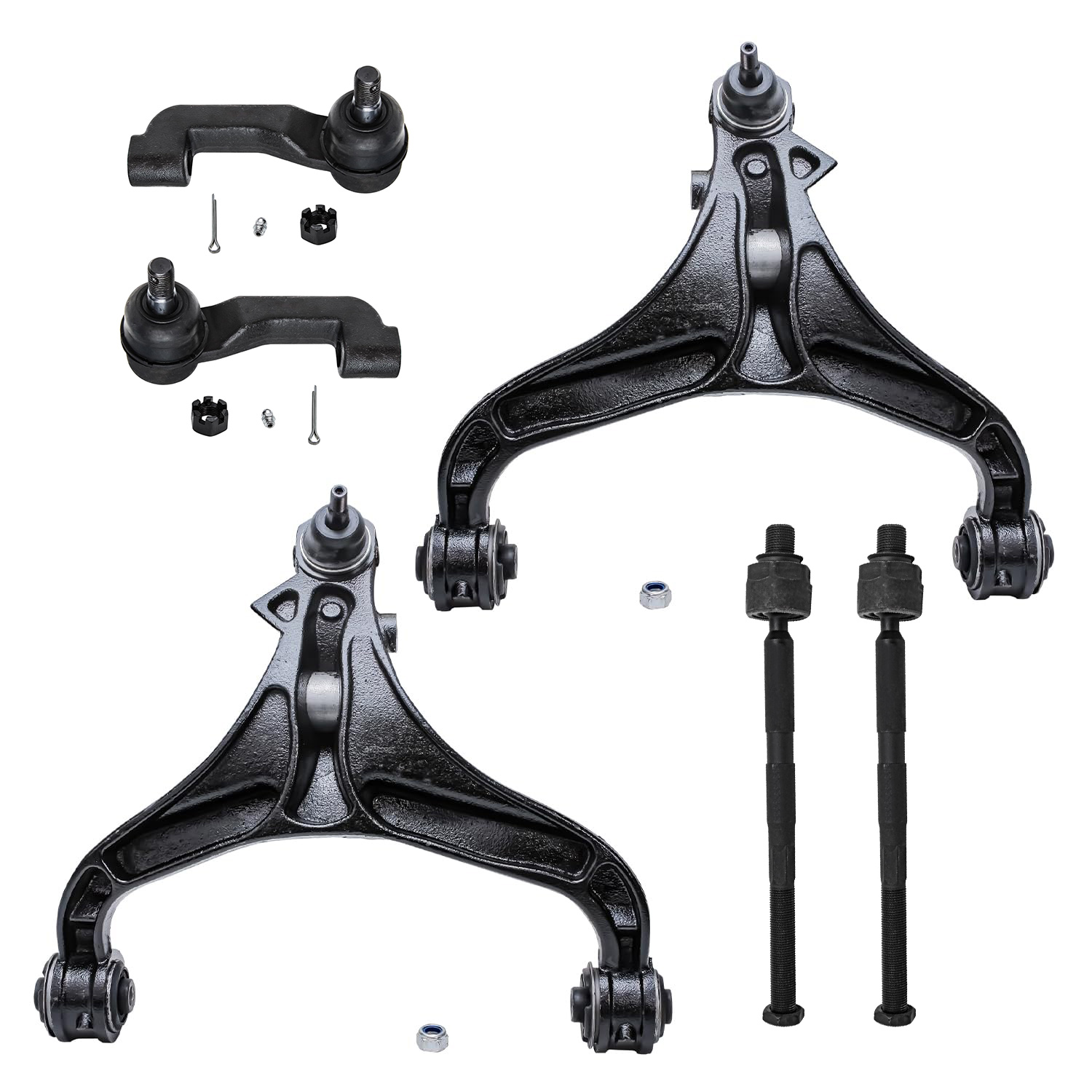 6pc Front Lower Control Arms Tie Rods Suspension Kit