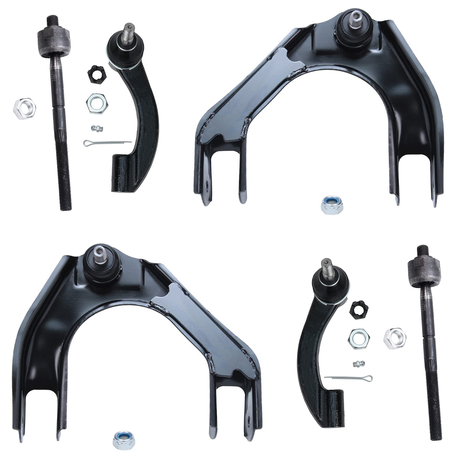6pc Front Upper Control Arms Tie Rods Suspension Kit