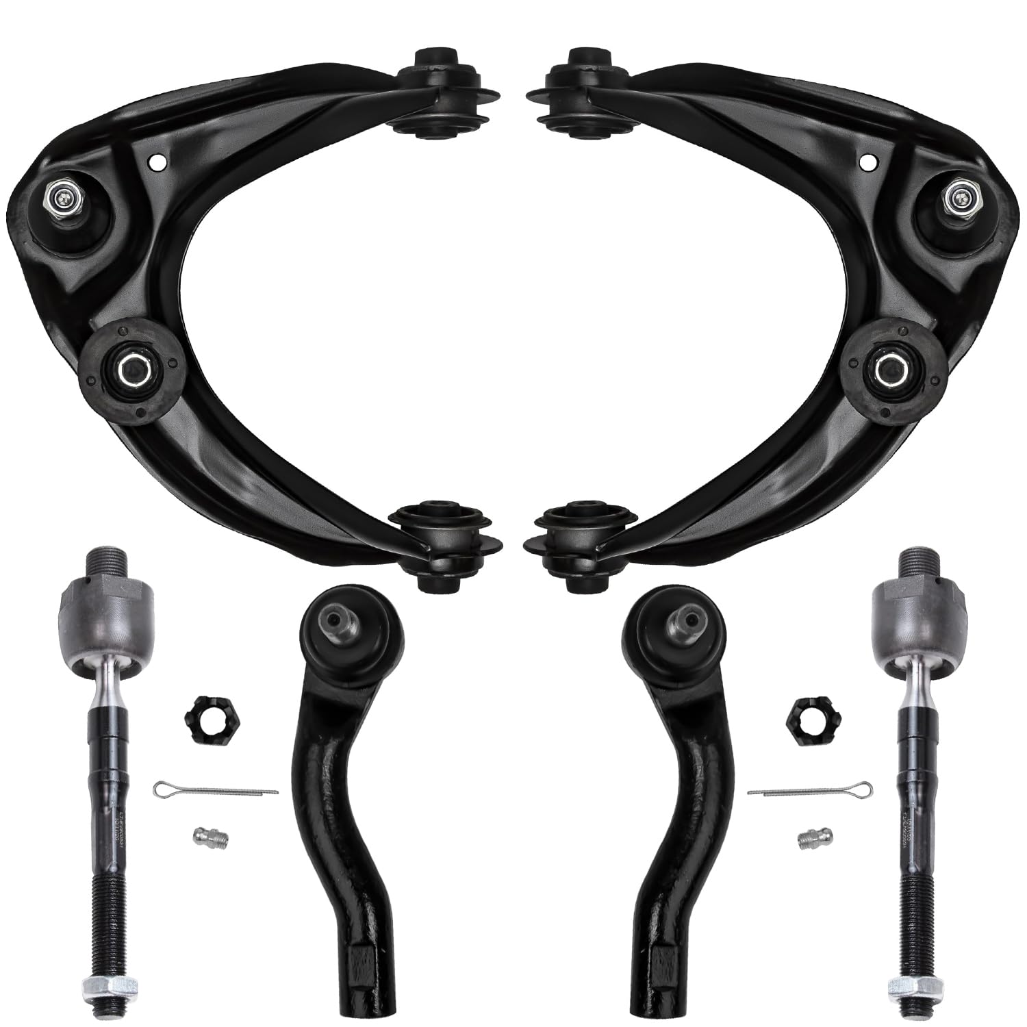 6pc Front Upper Control Arms Inner Outer Tie Rods Suspension Kit