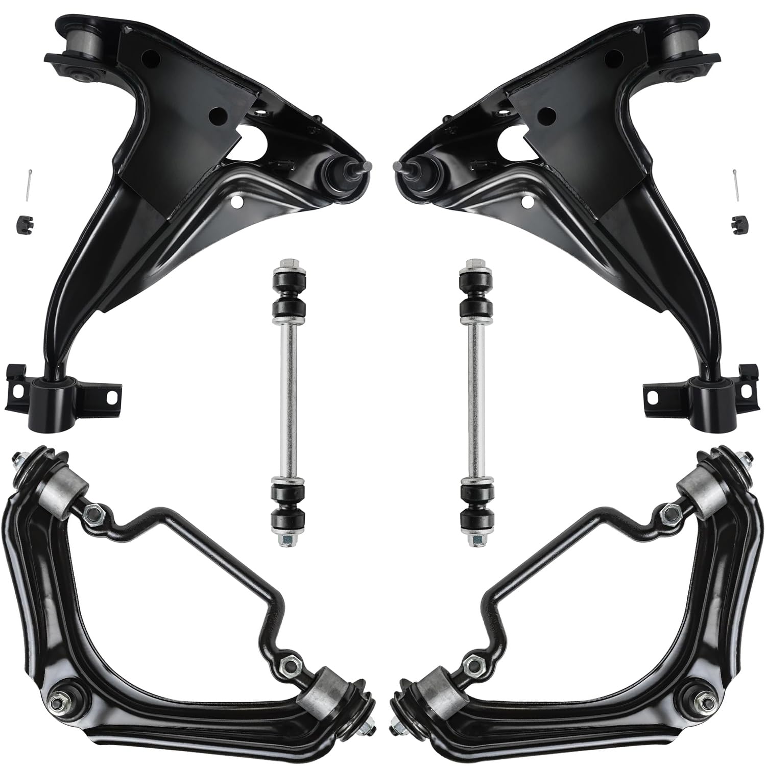 6pc Front Upper Lower Control Arms Sway Bar Links Suspension Kit