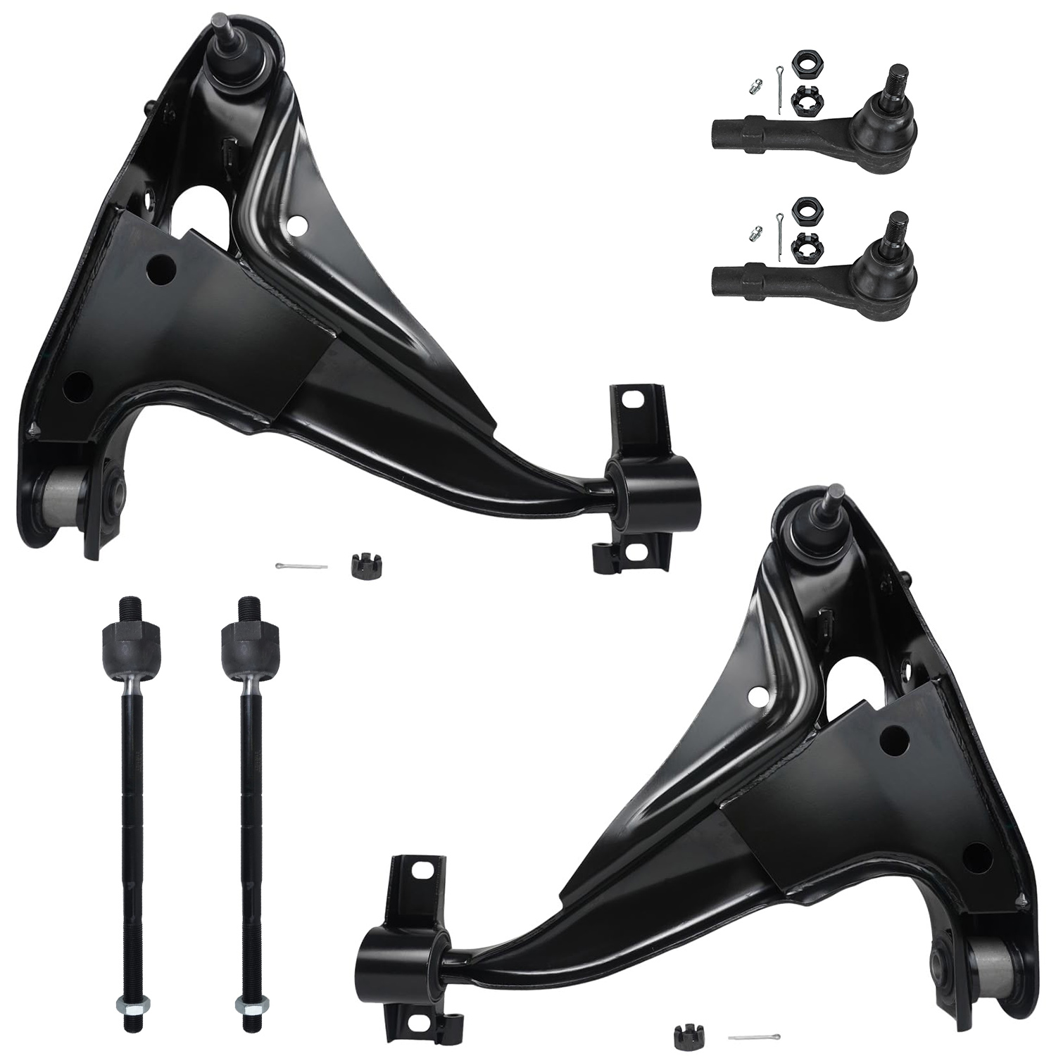 6pc Front Lower Control Arms Tie Rods Suspension Kit
