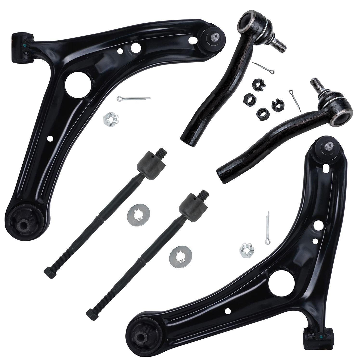 6pc Front Lower Control Arms Tie Rods Suspension Kit