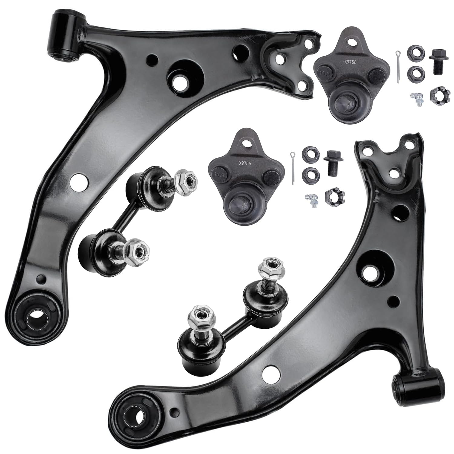 6pc Front Lower Control Arms Ball Joints Sway Bar Links Suspension Kit