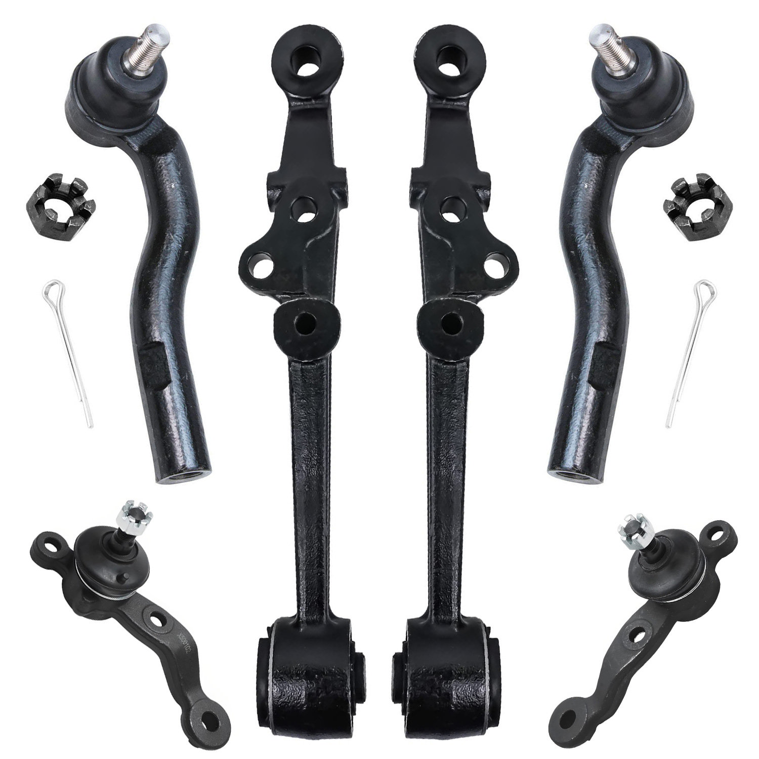 6pc Front Lower Forward Control Arms Outer Tie Rods Suspension Kit
