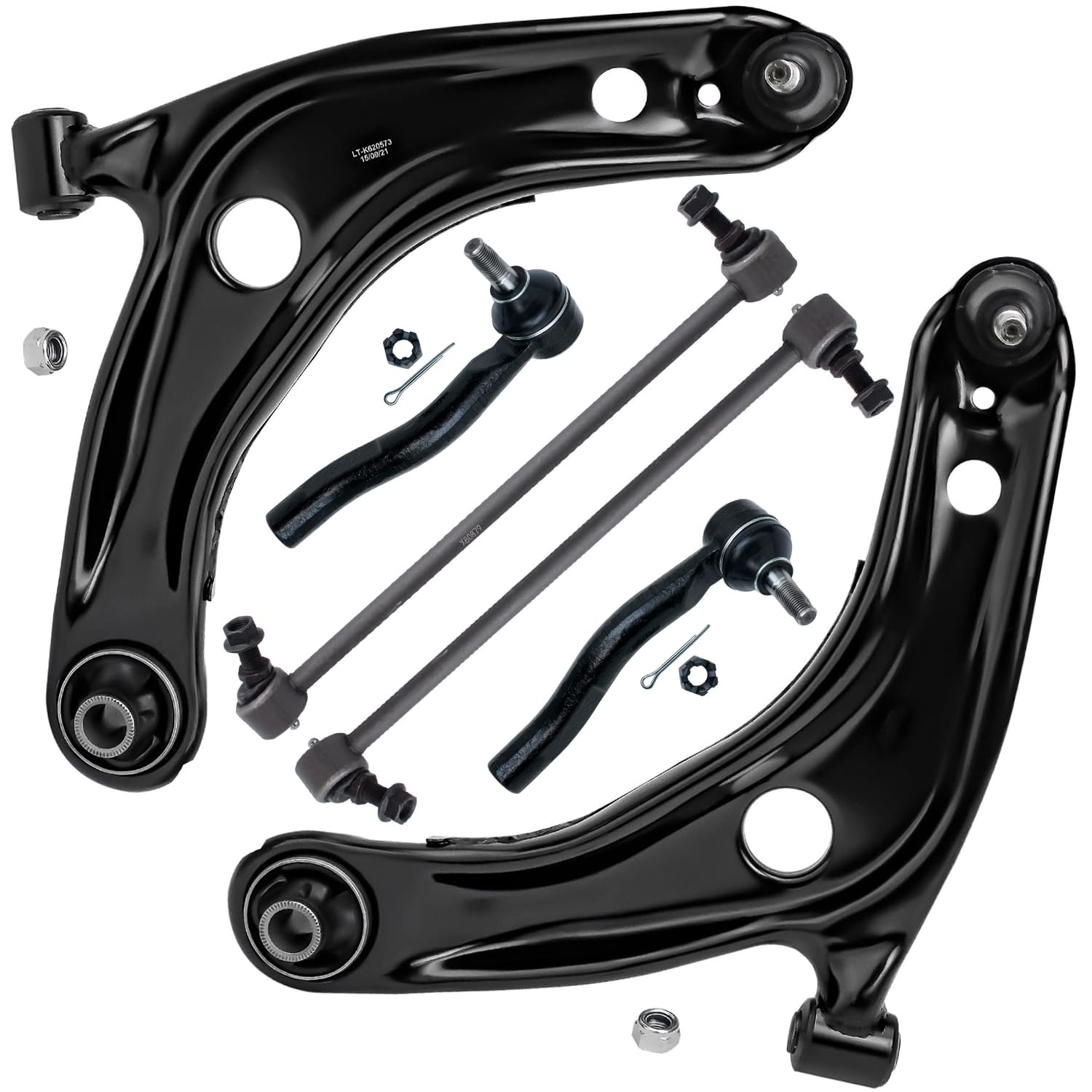 6pc Front Lower Control Arms Outer Tie Rods Sway Bar Links Suspension Kit