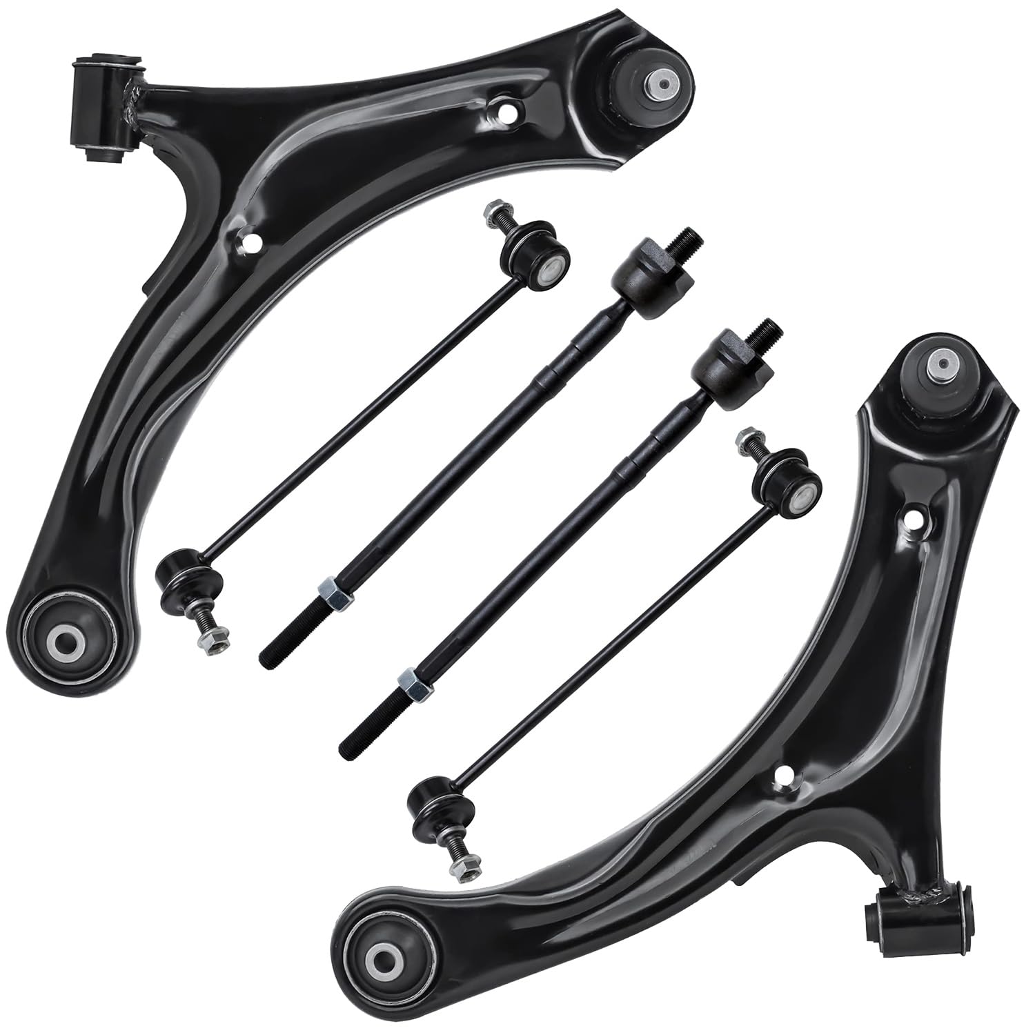 6pc Front Lower Control Arms Inner Tie Rods Sway Bar Links Suspension Kit