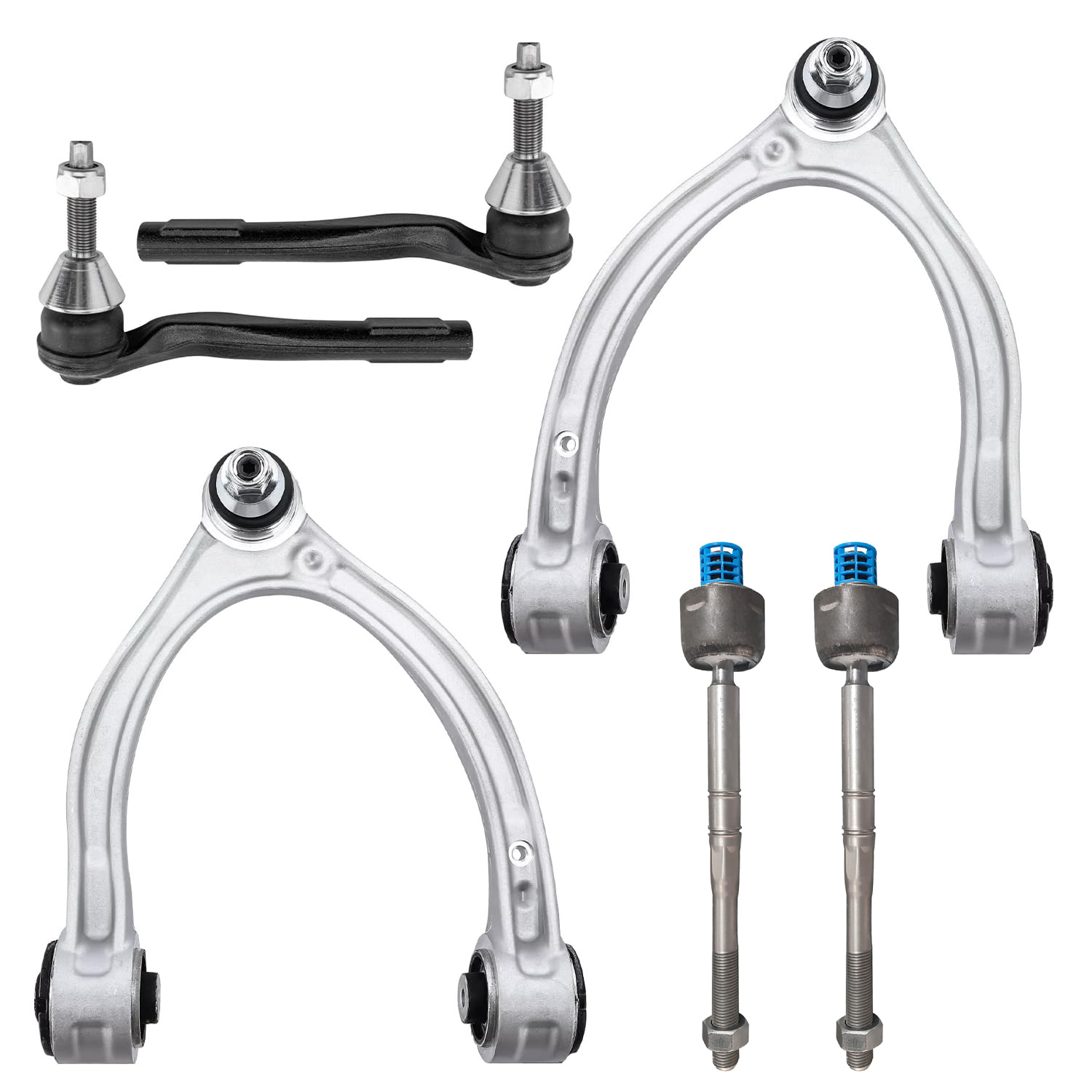 6pc Front Upper Control Arms Inner Outer Tie Rods Suspension Kit