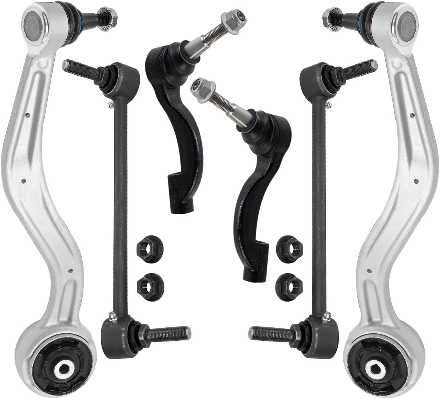 6pc Front Lower Forward Control Arms Outer Tie Rods Suspension Kit