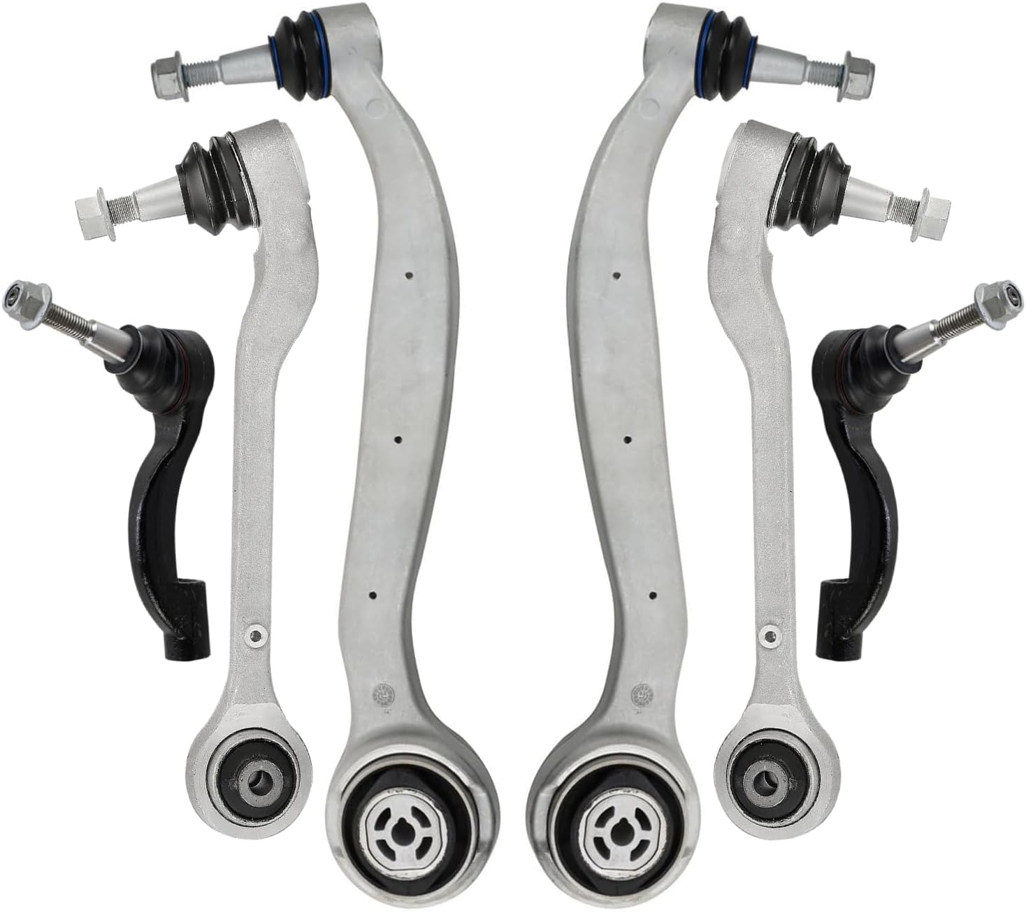 6pc Front Lower Forward Rearward Control Arms Outer Tie Rods Suspension Kit