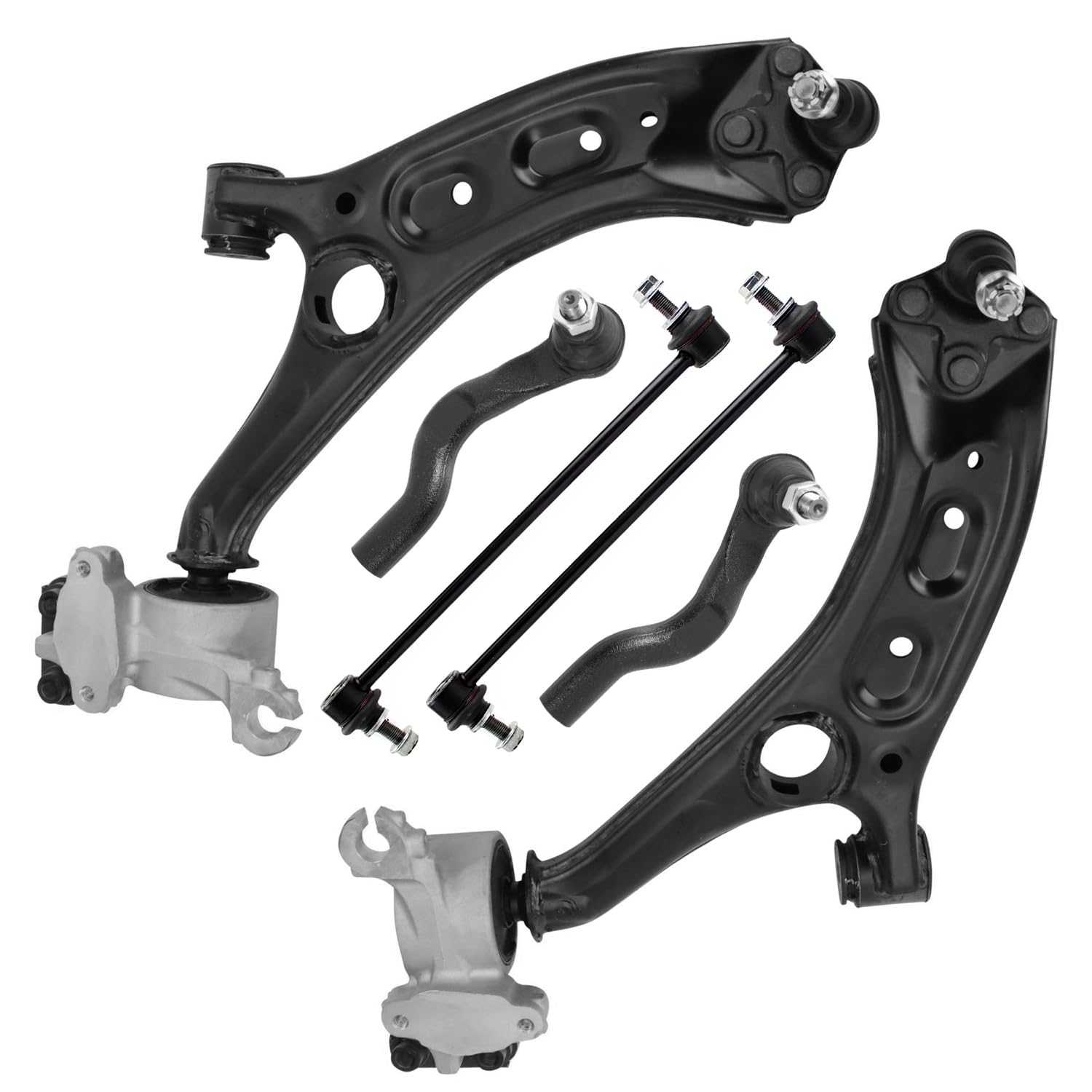 6pc Front Lower Control Arms Sway Bar Links Outer Tie Rods Suspension Kit
