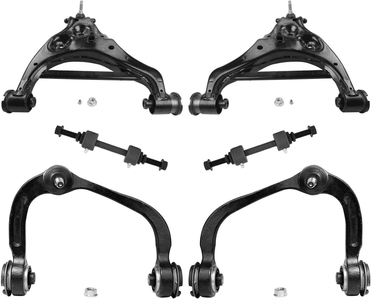 6pc Front Upper Lower Control Arms Sway Bar Links Suspension Kit