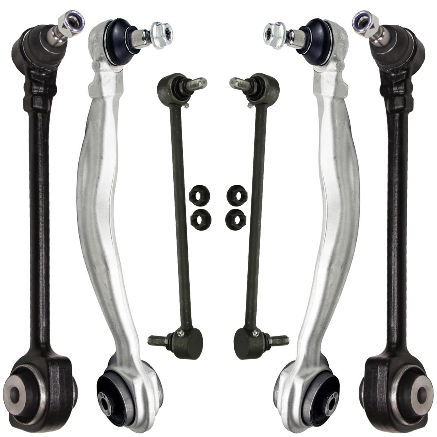 6pc Front Upper Lower Rearward Control Arms Sway Bar Links Suspension Kit
