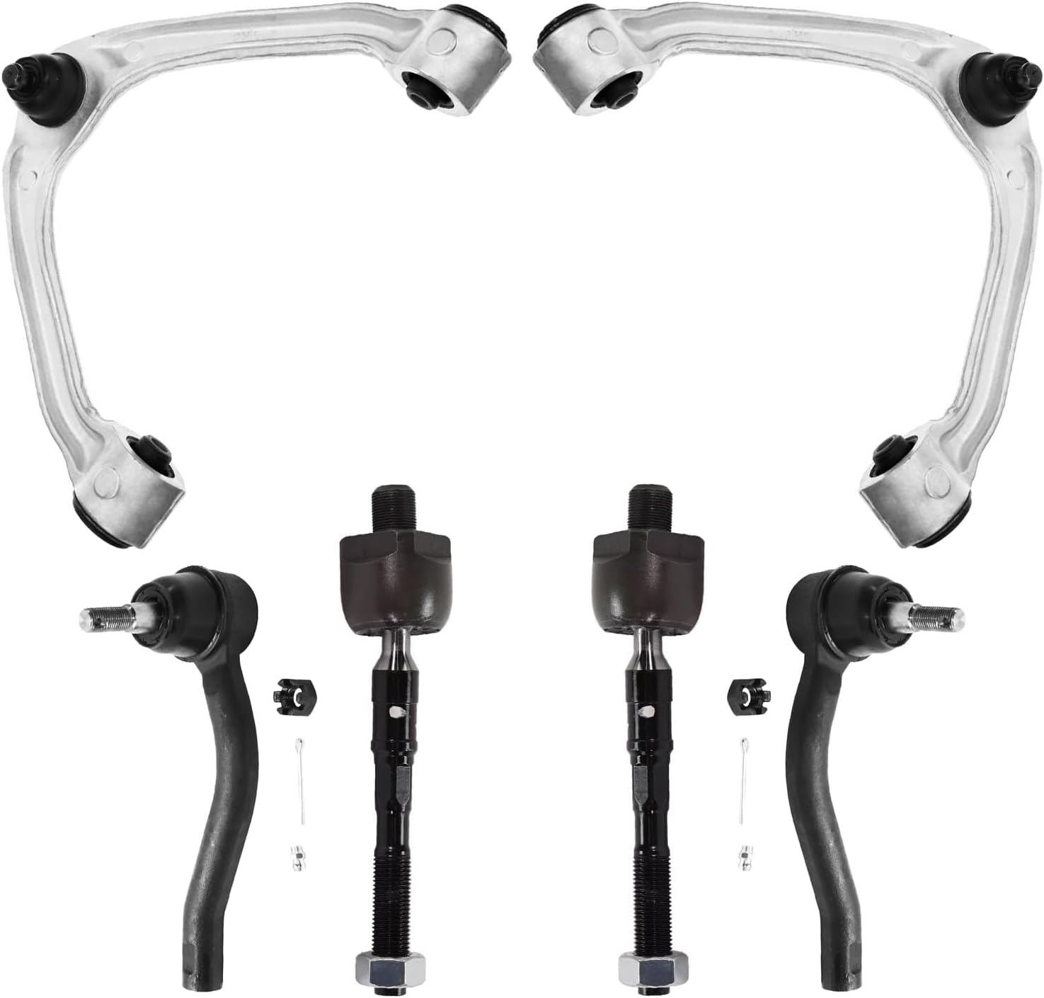 6pc Front Upper Control Arms Inner Outer Tie Rods Suspension Kit