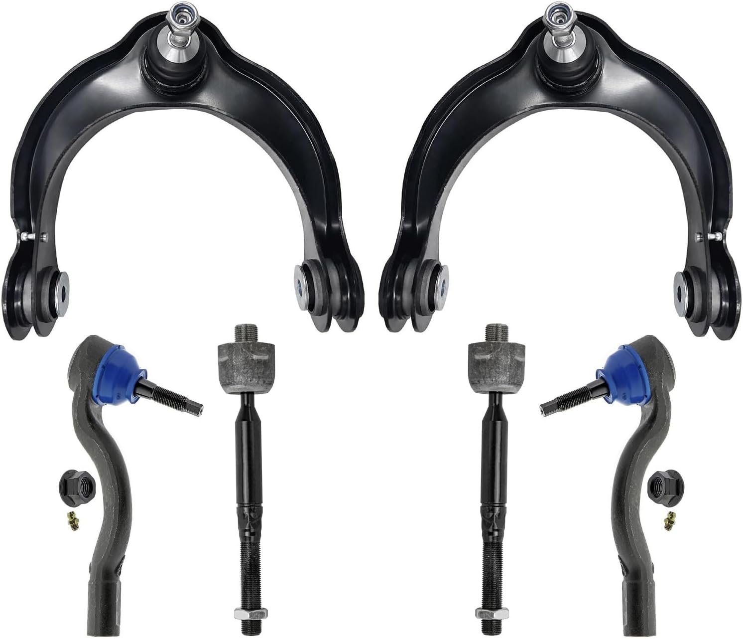 6pc Front Upper Control Arms Inner Outer Tie Rods Suspension Kit