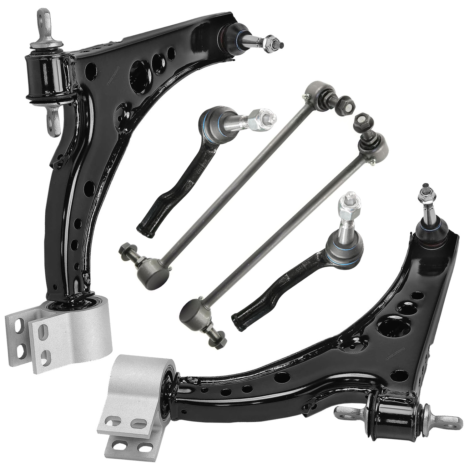 6pc Front Lower Control Arms Sway Bar Links Outer Tie Rods Suspension Kit