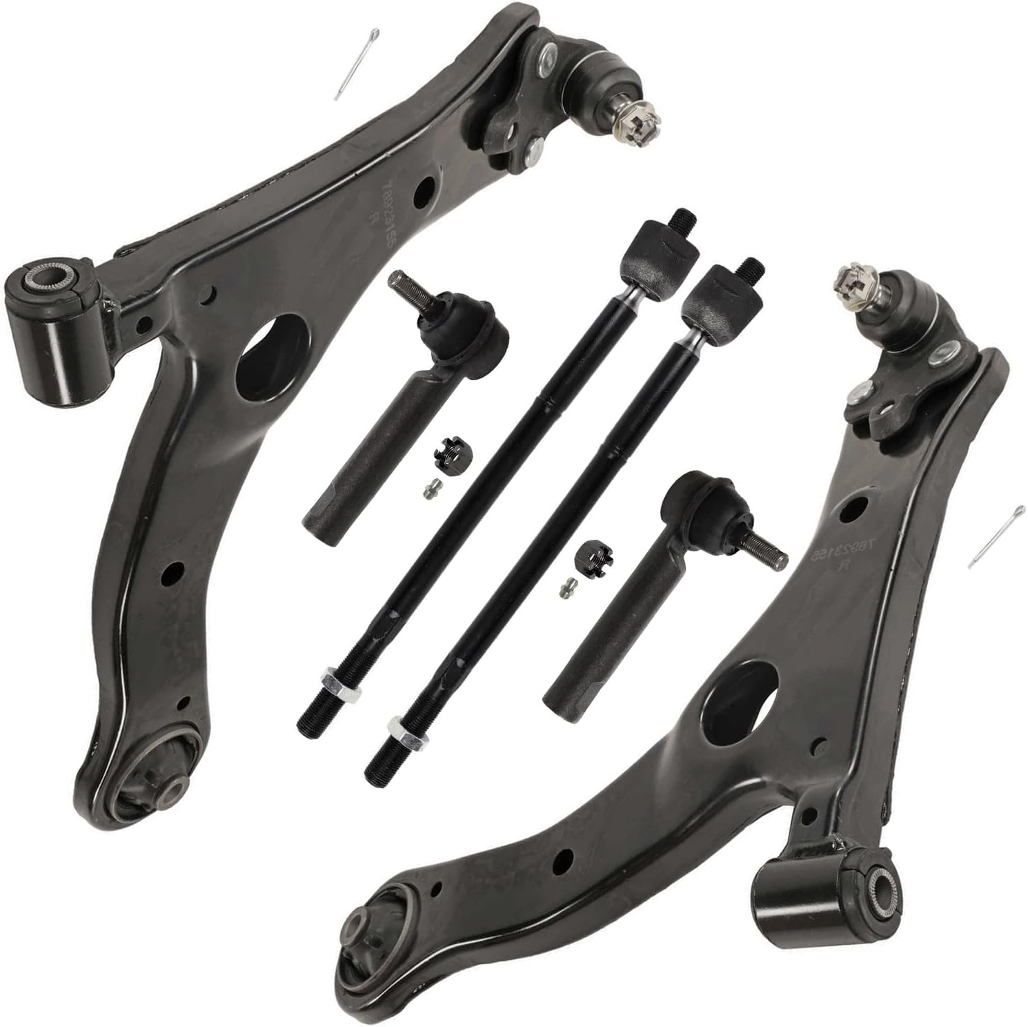 6pc Front Lower Control Arms Inner Outer Tie Rods Suspension Kit