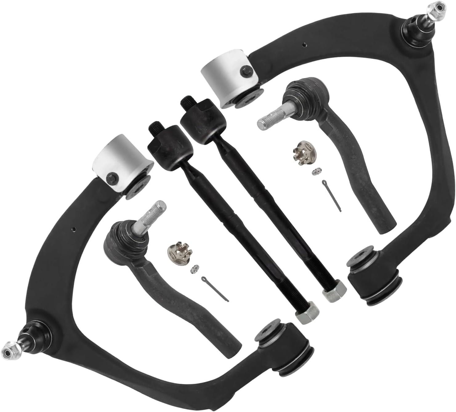 6pc Front Upper Control Arms Inner Outer Tie Rods Suspension Kit