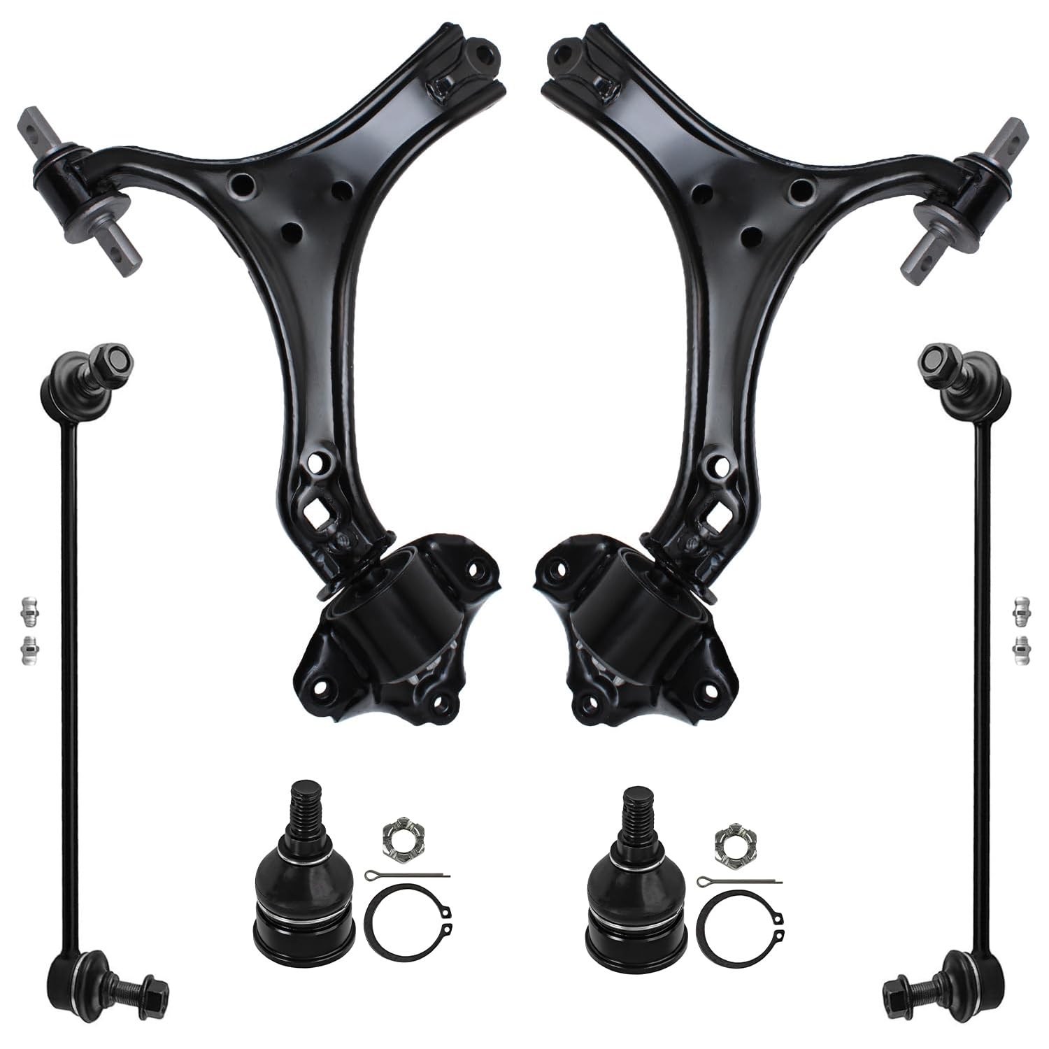 6pc Front Lower Control Arms Ball Joints Sway Bar Links Suspension Kit