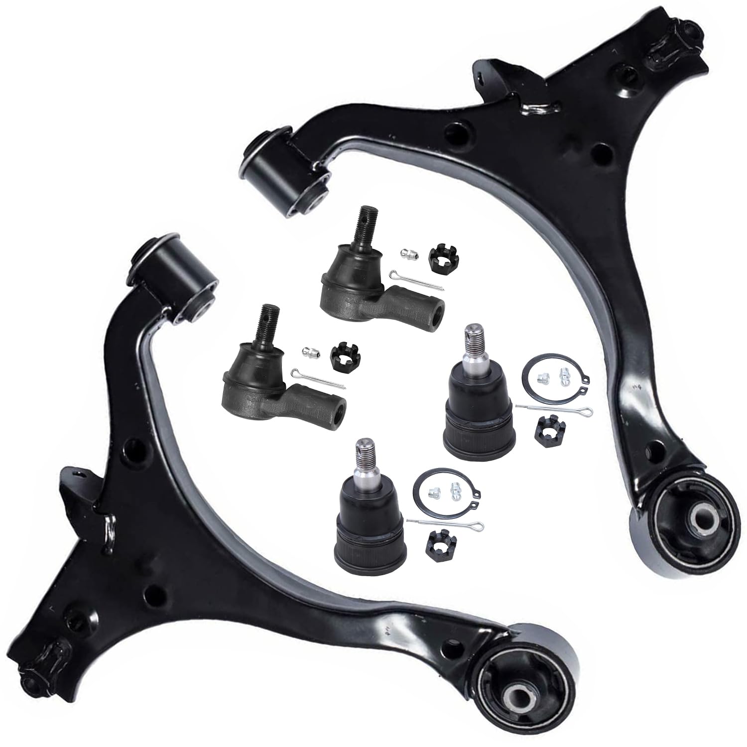6pc Front Lower Control Arms Ball Joints Outer Tie Rods Suspension Kit