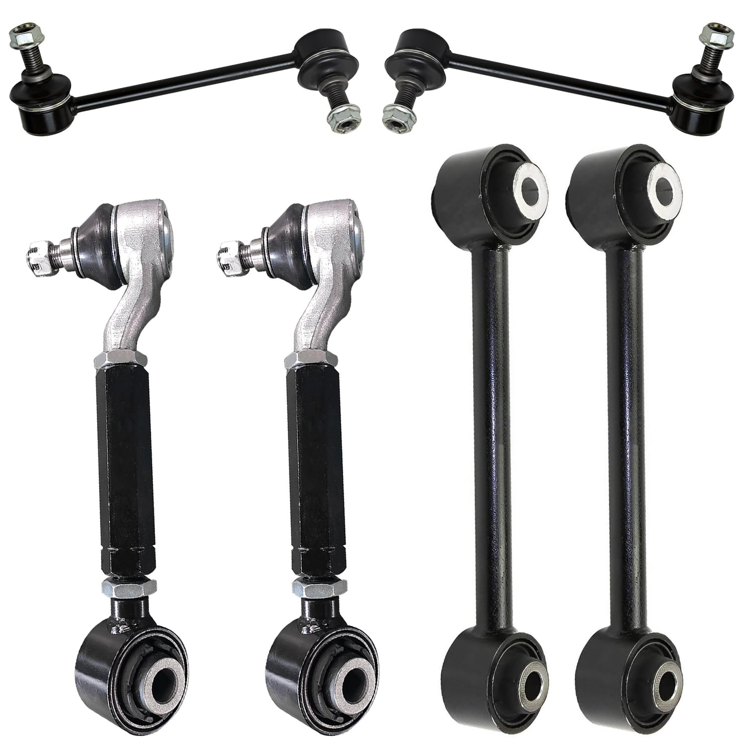 6pc Rear Lower Forward Upper Control Arms Sway Bar Links Suspension Kit