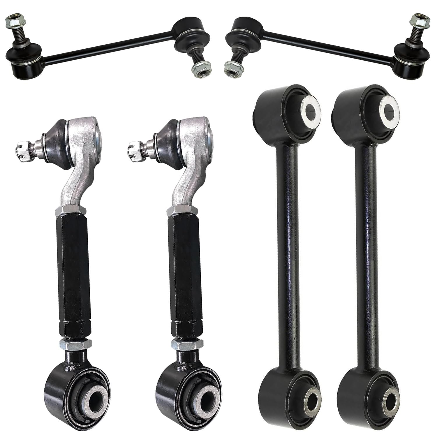 6pc Rear Lower Forward Upper Control Arms Sway Bar Links Suspension Kit