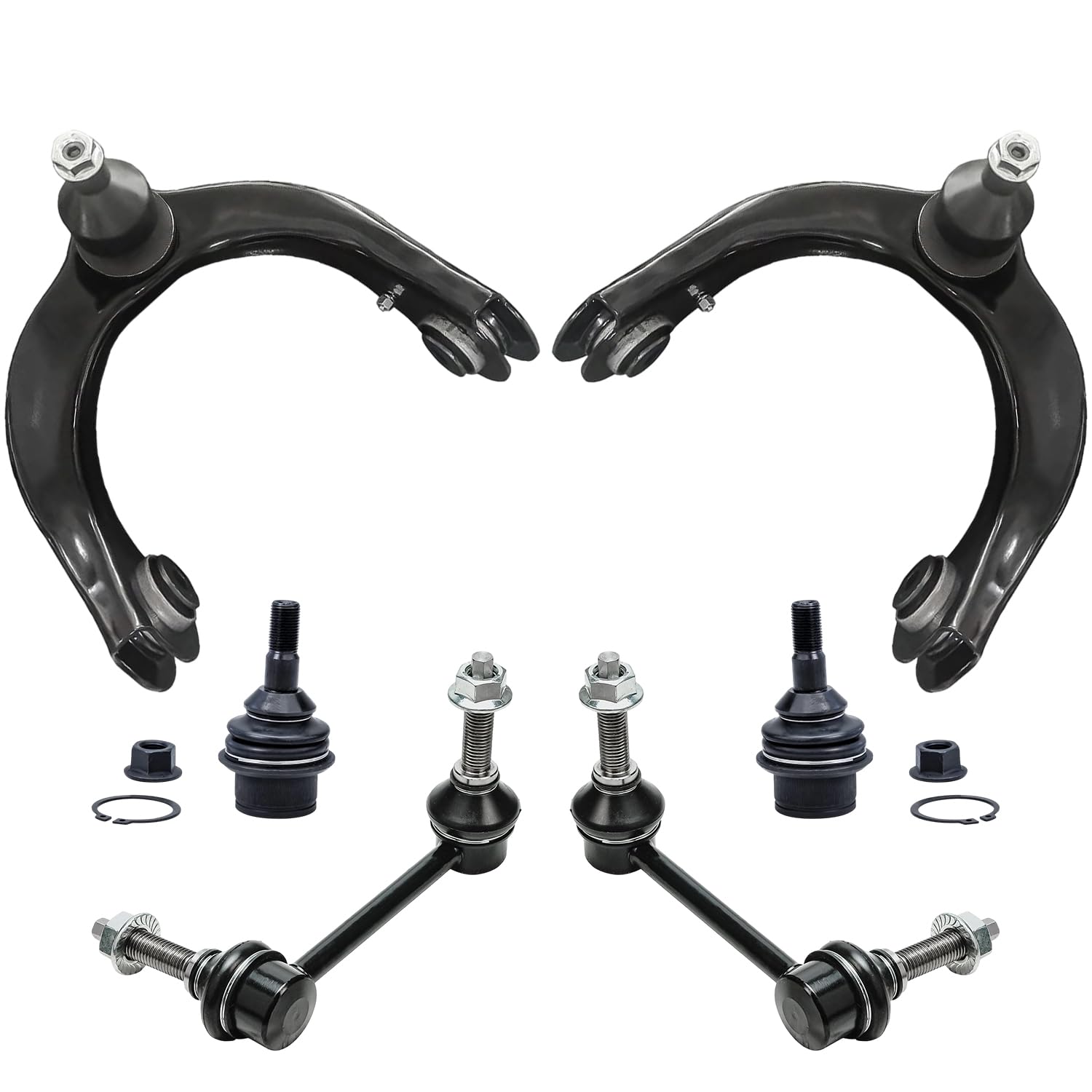 6pc Front Upper Control Arms Sway Bar Links Lower Ball Joints Suspension Kit