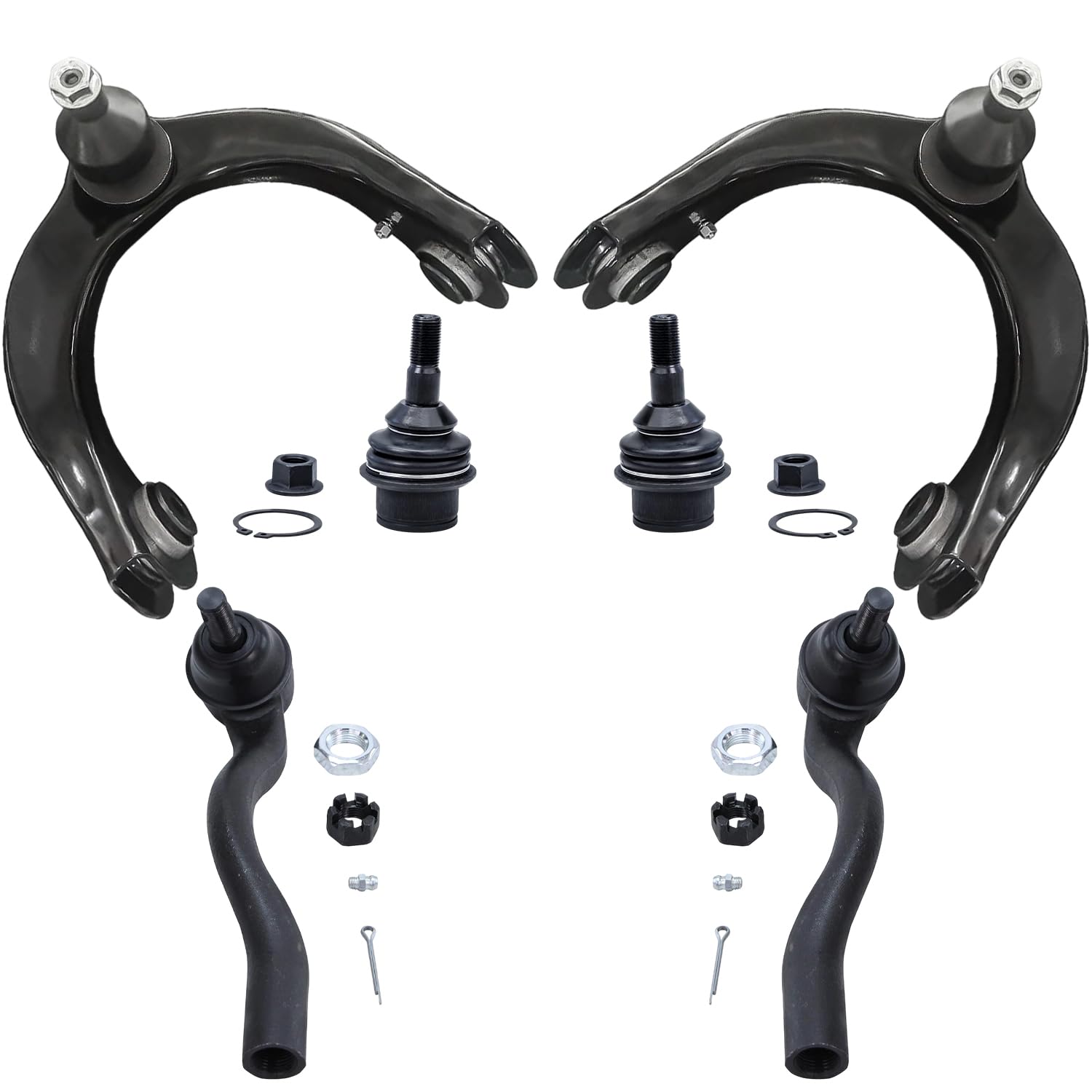 6pc Front Upper Control Arms Outer Tie Rods Lower Ball Joints Suspension Kit