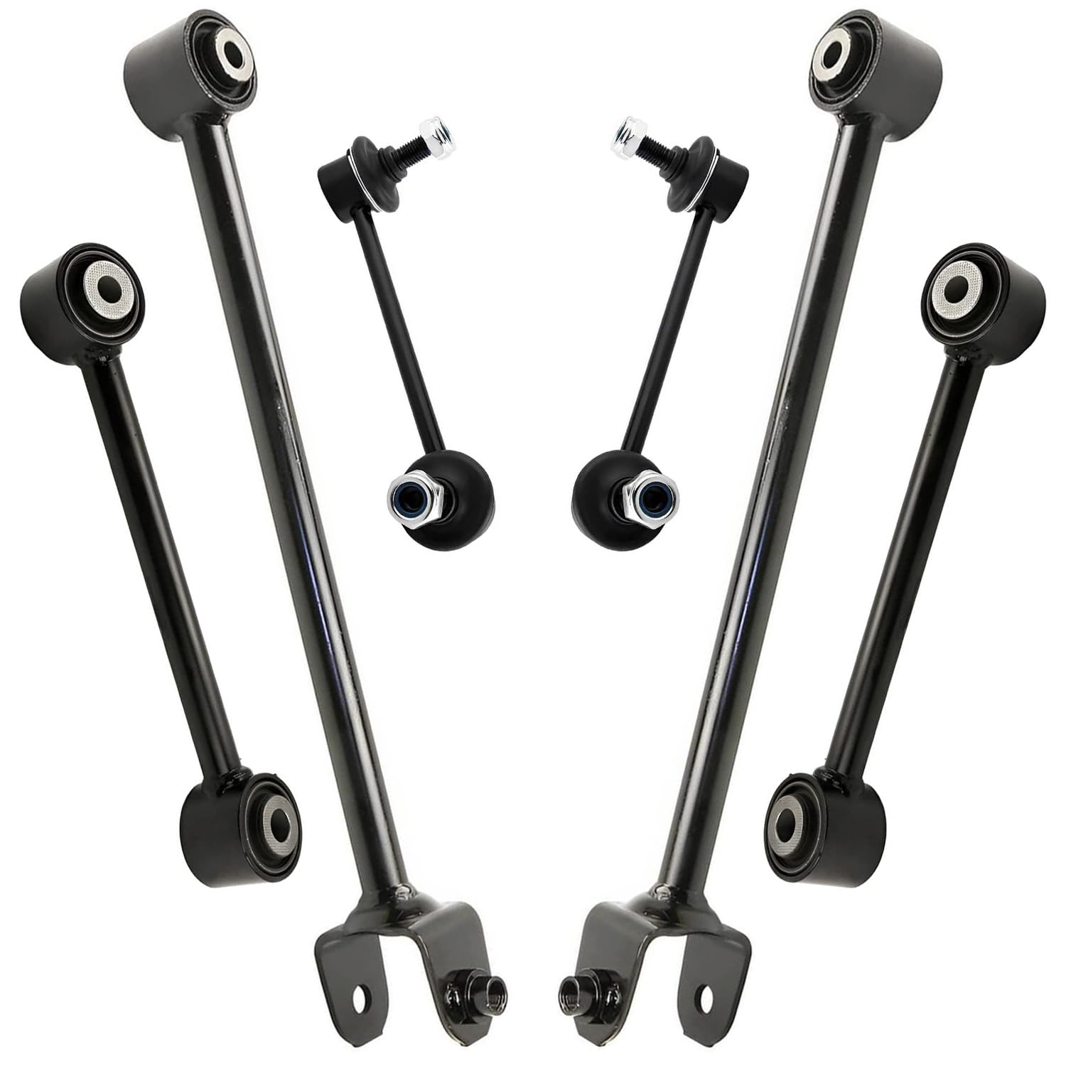 6pc Rear Upper Lower Forward Rearward Control Arms Sway Bar Links Suspension Kit