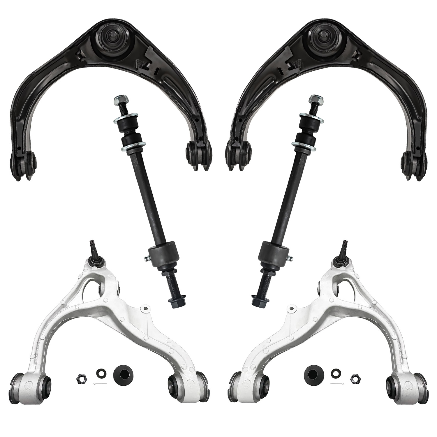 6pc Front Upper Lower Control Arms Sway Bar Links Suspension Kit