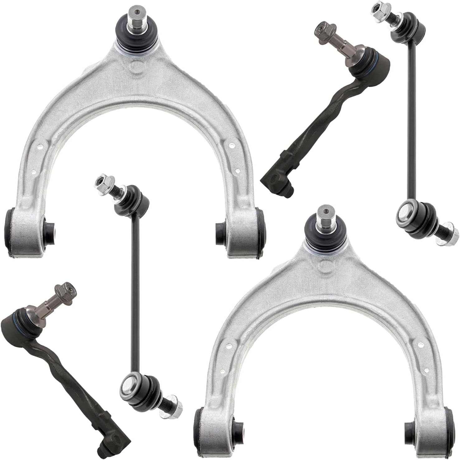 6pc Front Upper Control Arms Sway Bar Links Outer Tie Rods Suspension Kit